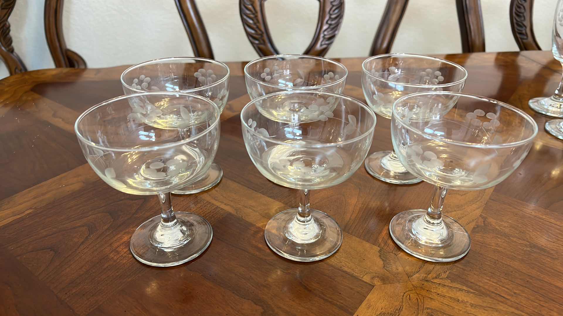 Photo 1 of 6-VINTAGE ETCHED MARTINI GLASSES