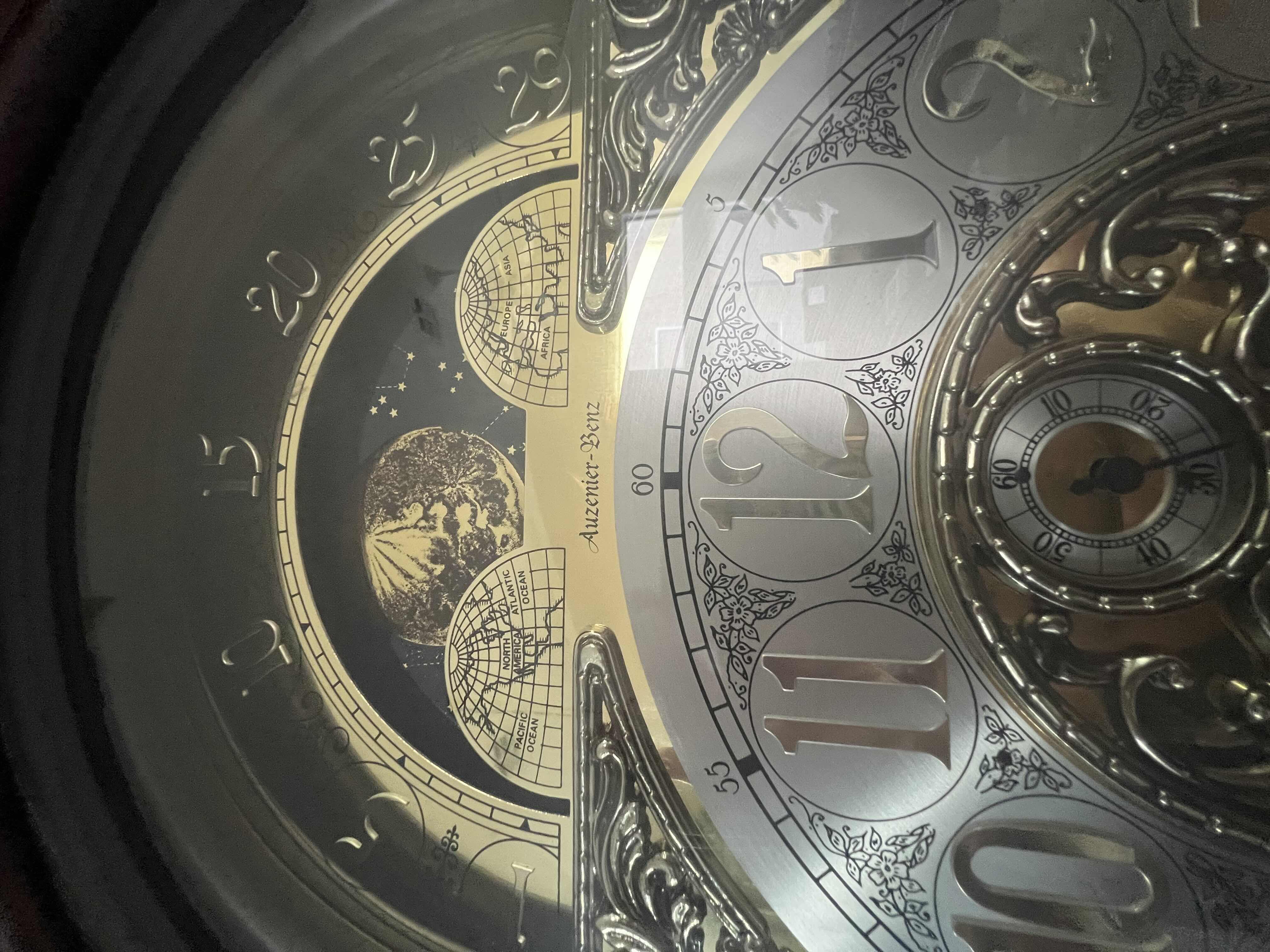 Photo 1 of VINTAGE "AUZINIER-BENZ"  PENDULUM GRANDFATHER CLOCK. 32”x 86”H