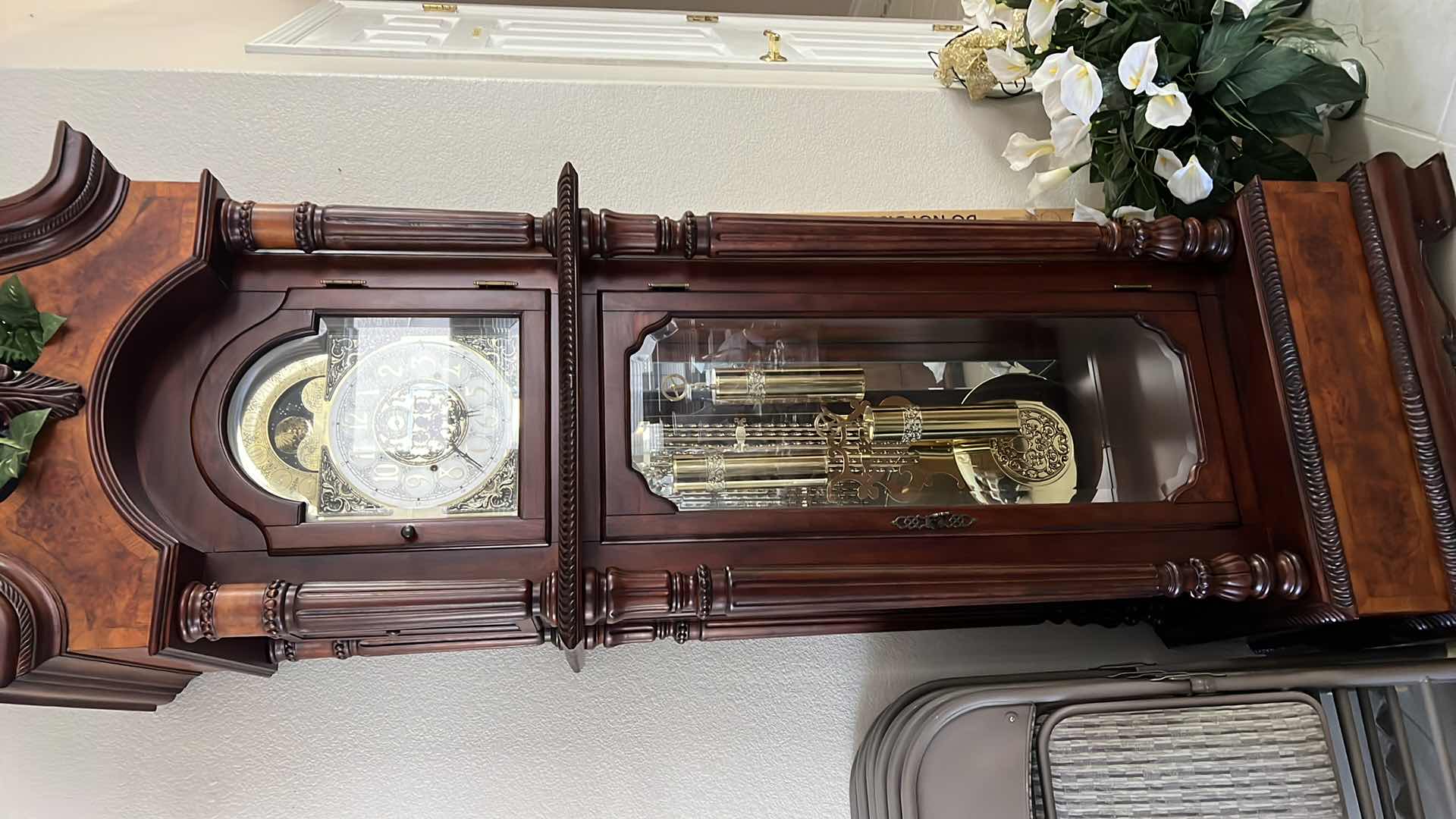 Photo 1 of VINTAGE "AUZINIER-BENZ"  PENDULUM GRANDFATHER CLOCK. 32”x 86”H