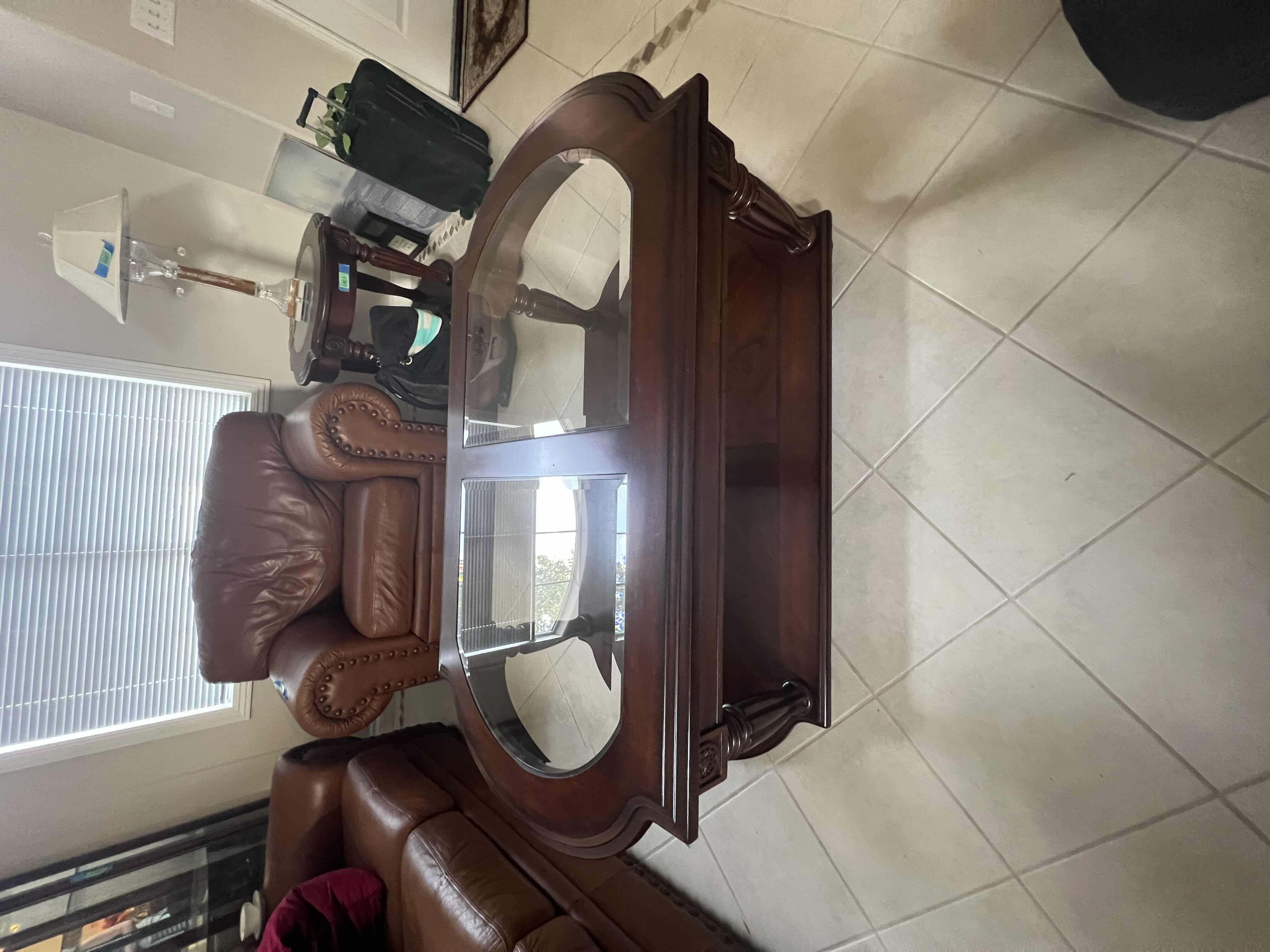 Photo 1 of MAHOGANY OVAL COFFEE TABLE. PART OF SET OF 3 SOLD SEPARATELY (MATCHING END TABLES ALSO AVAIL FOR PURCHASE) 42”X 18”H