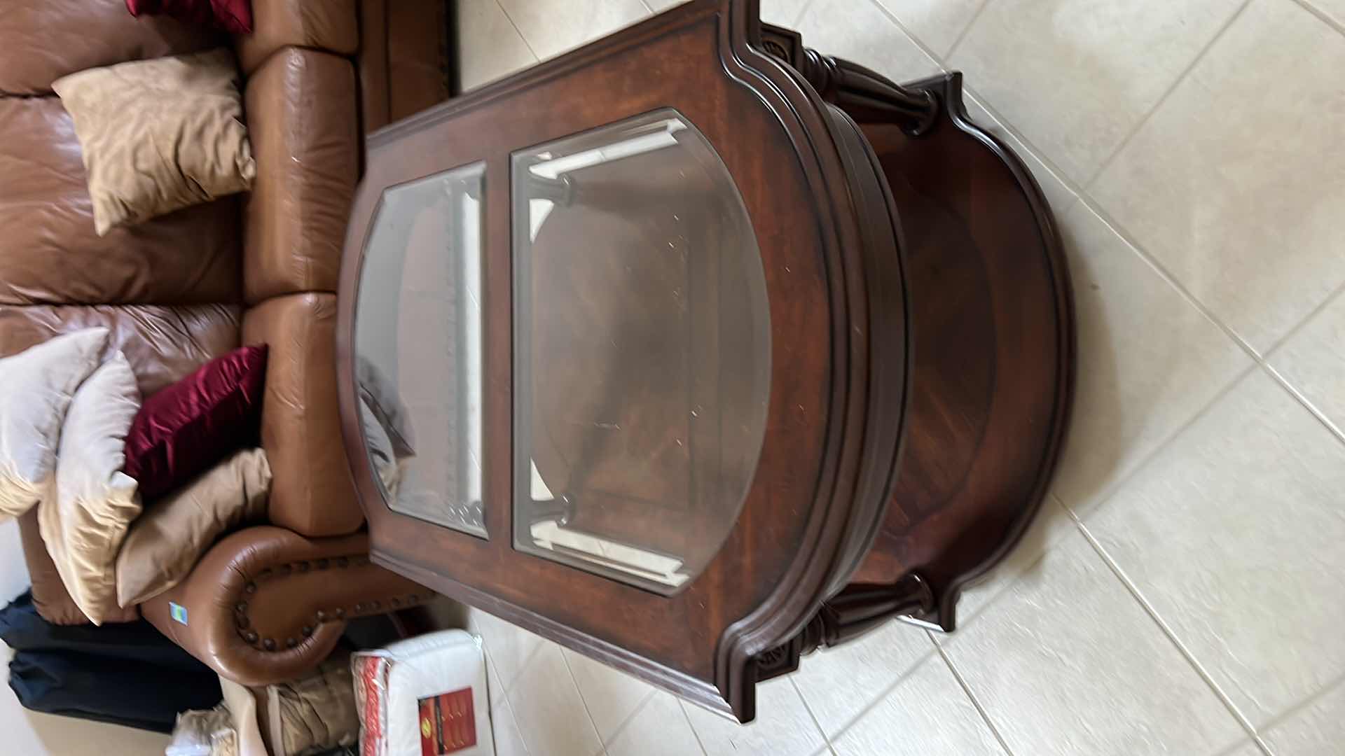 Photo 1 of MAHOGANY OVAL COFFEE TABLE. PART OF SET OF 3 SOLD SEPARATELY (MATCHING END TABLES ALSO AVAIL FOR PURCHASE) 42”X 18”H