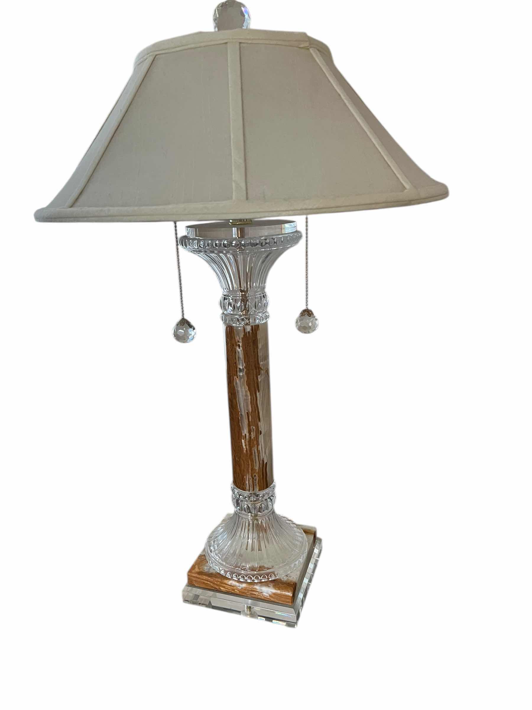 Photo 1 of LAMP GLASS AND MARBLE 24”H TABLE LAMP. PART OF SET OF 2 (SOLD SEPARATELY)