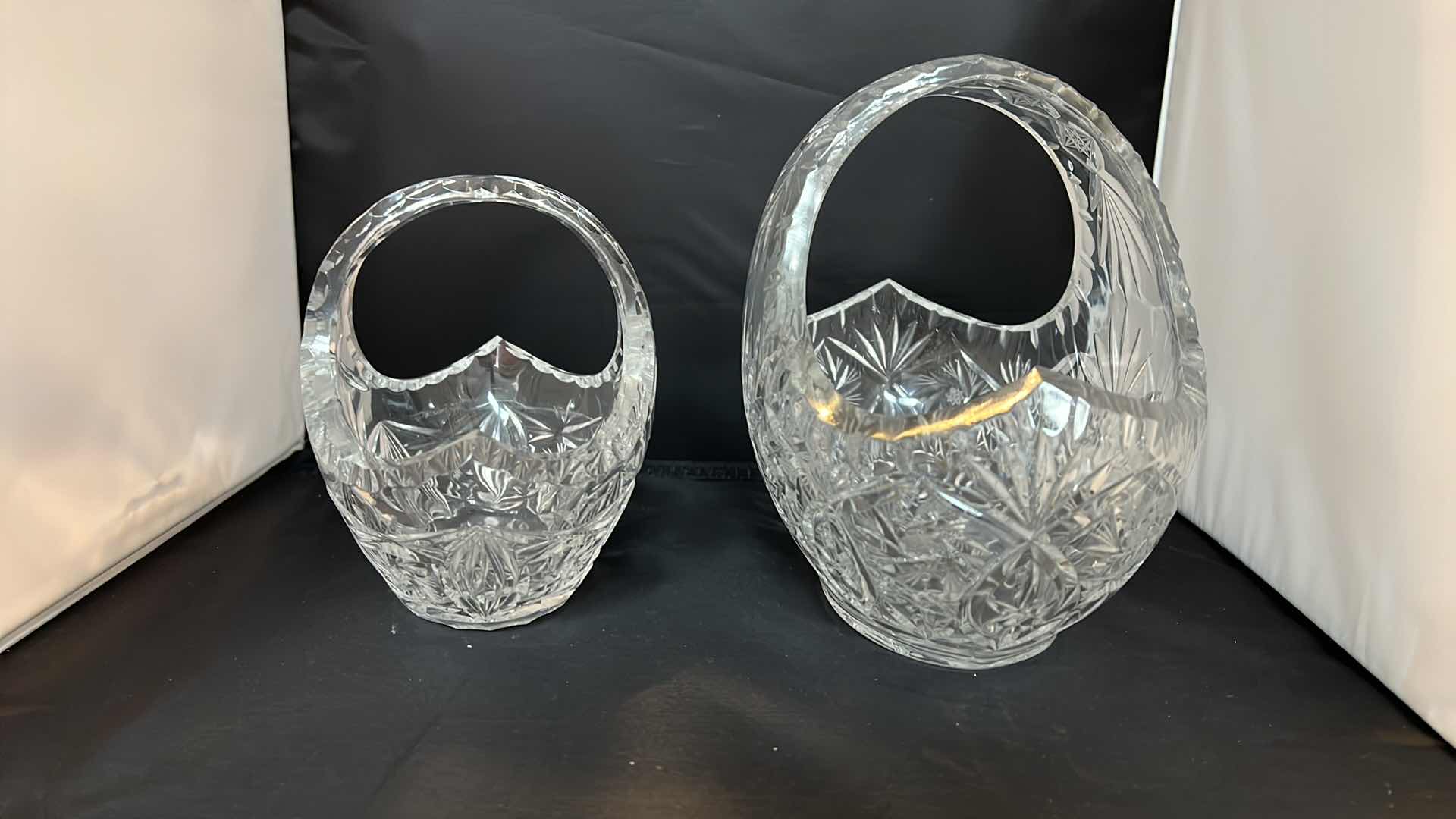 Photo 1 of 2-VINTAGE EUROPEAN LEAD CRYSTAL BASKETS