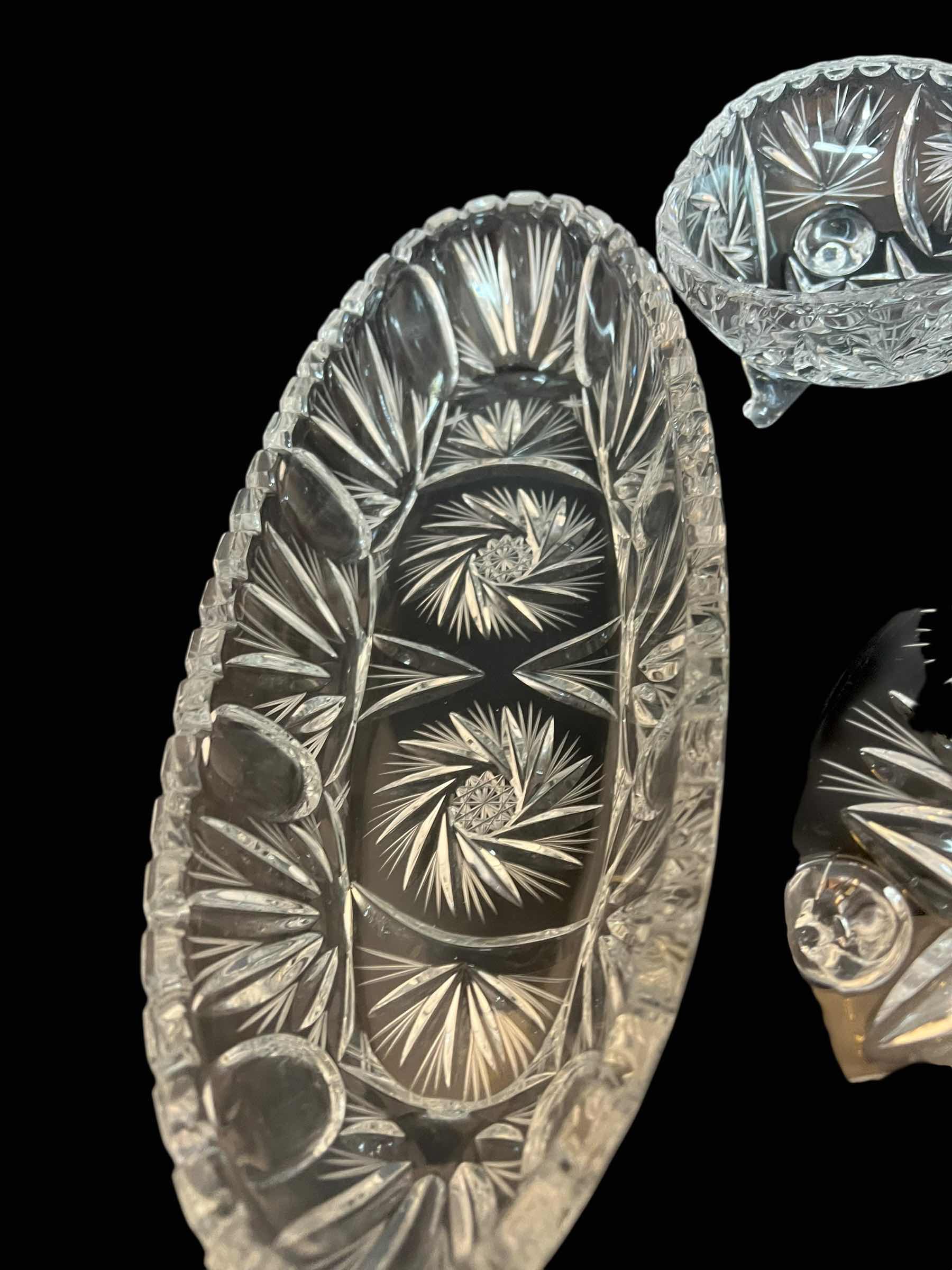 Photo 1 of VINTAGE EUROPEAN LEAD CRYSTAL SERVING BOWLS AND PLATTERS OF VARIOUS SIZES.