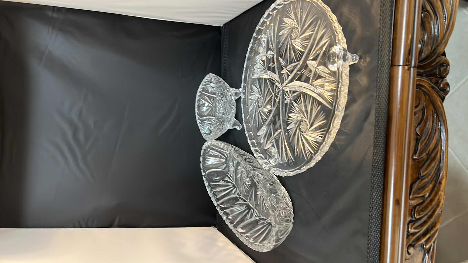 Photo 1 of VINTAGE EUROPEAN LEAD CRYSTAL SERVING BOWLS AND PLATTERS OF VARIOUS SIZES.