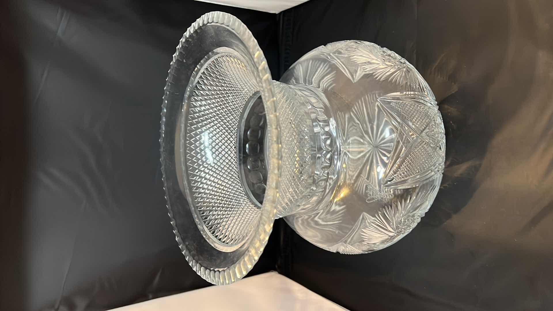 Photo 1 of VASE “LUCIEN” EUROPEAN CRYSTAL CUT VASE  9”D X 8”H.