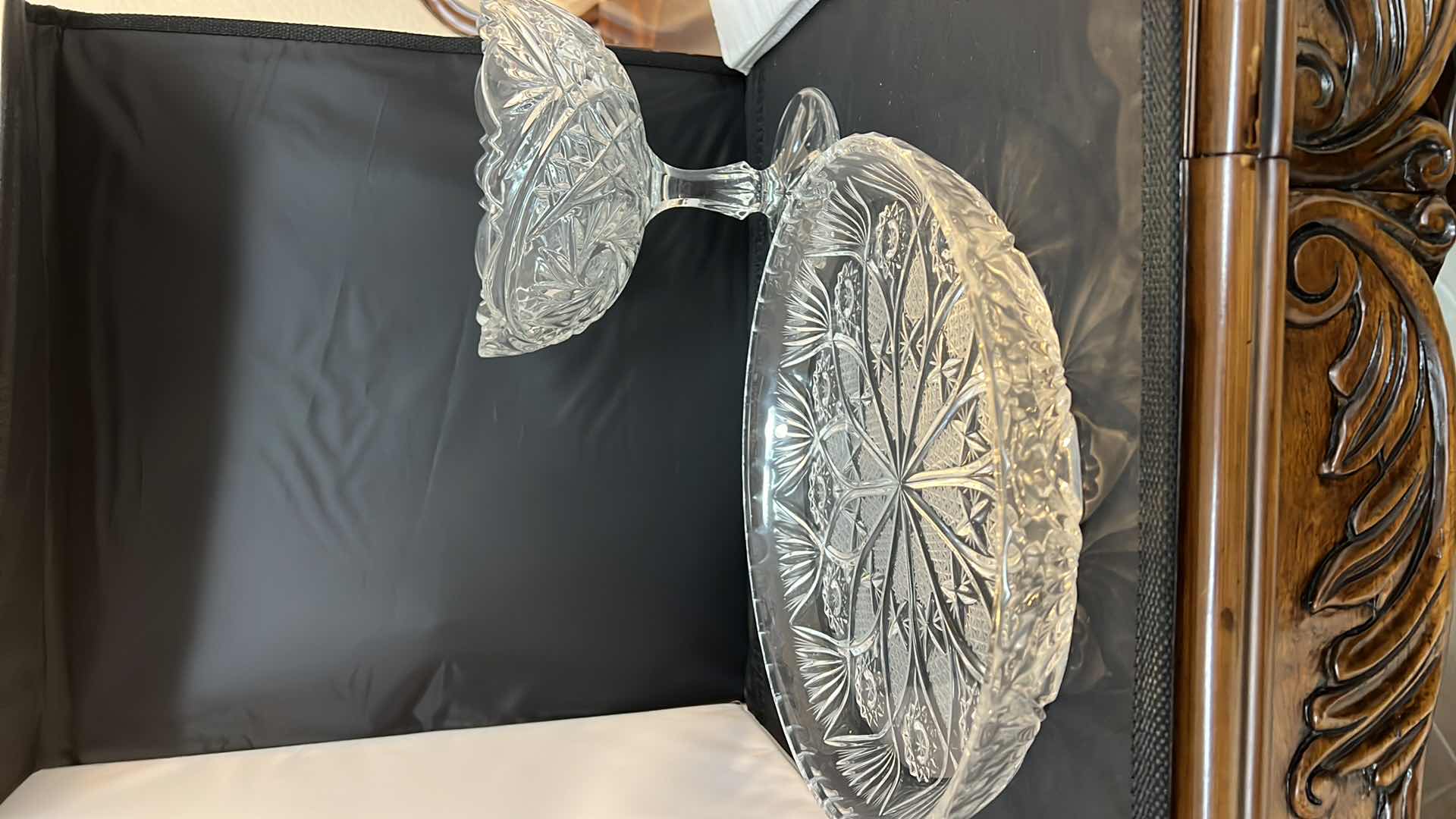 Photo 1 of VINTAGE EUROPEAN LEAD CRYSTAL SERVING PLATE AND PEDESTAL CANDY BOWL.