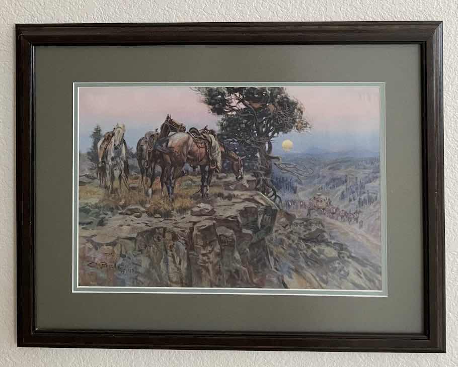 Photo 1 of 2-WALL ART.  ARTIST SIGNED PRINTS NATIVE AMERICAN HORSE PAINTINGS.