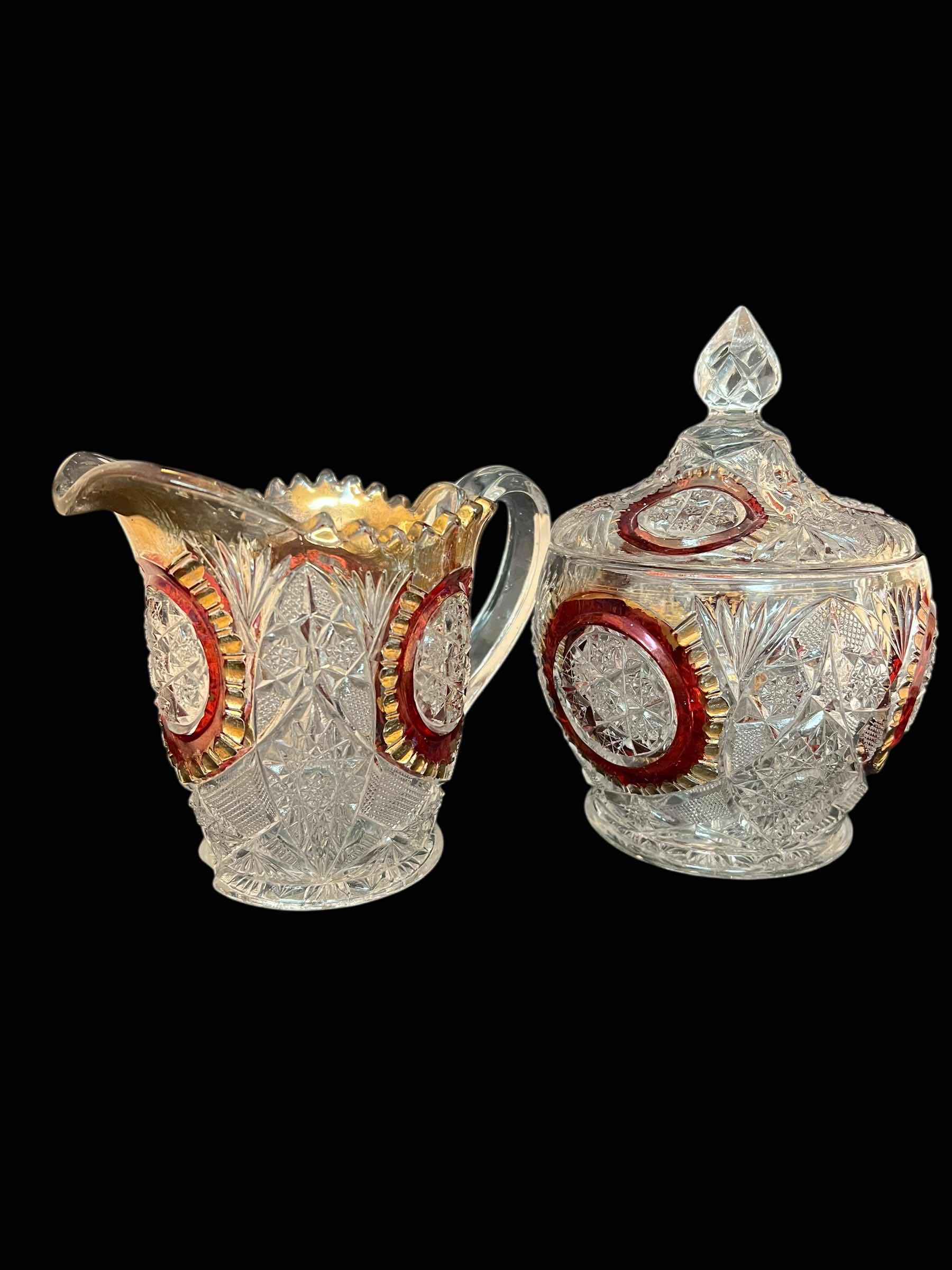 Photo 1 of VINTAGE CRYSTAL JAR WITH LID AND BOWL.