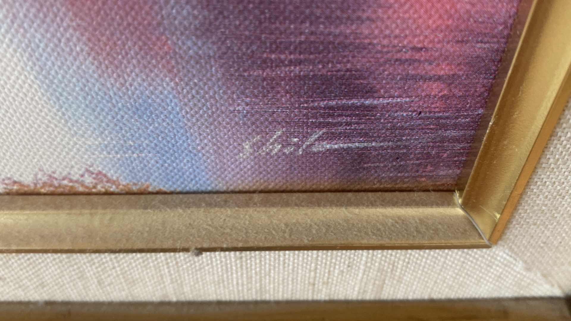 Photo 1 of 2 - ORNATE GOLD FRAMED LANDSCAPES ON CANV SIGNED ARTWORK LARGEST 16” X 14”