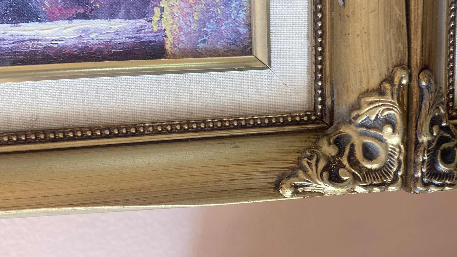 Photo 1 of 2 - ORNATE GOLD FRAMED LANDSCAPES ON CANV SIGNED ARTWORK LARGEST 16” X 14”