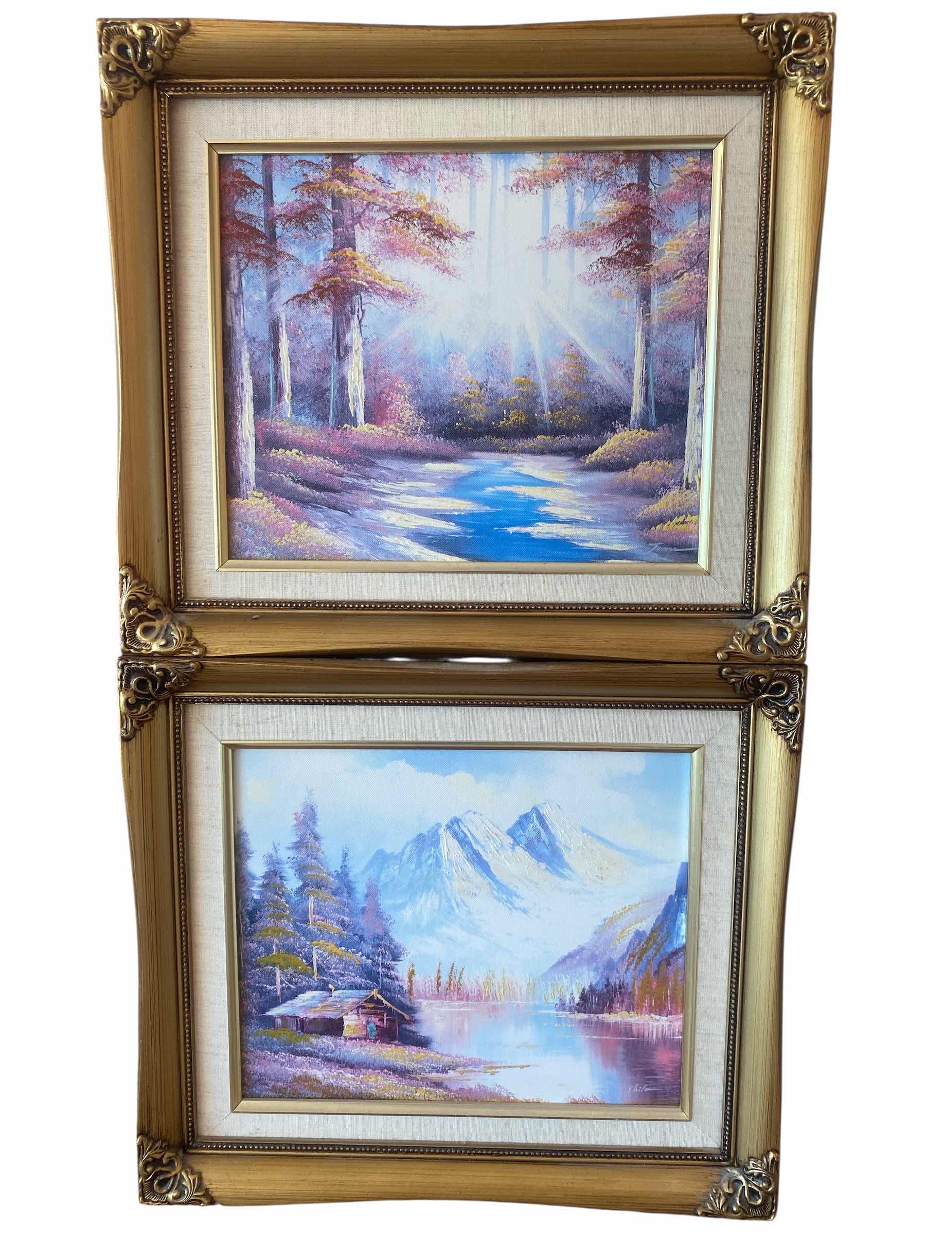 Photo 1 of 2 - ORNATE GOLD FRAMED LANDSCAPES ON CANV SIGNED ARTWORK LARGEST 16” X 14”