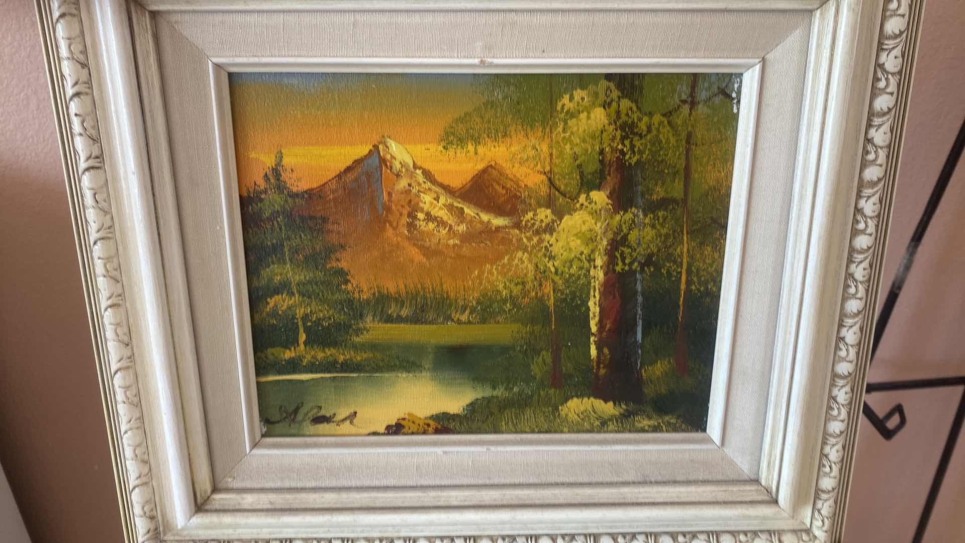 Photo 1 of 2 - WOOD FRAMED LANDSCAPE ON CANVAS SIGNED ARTWORK 16” X 14”