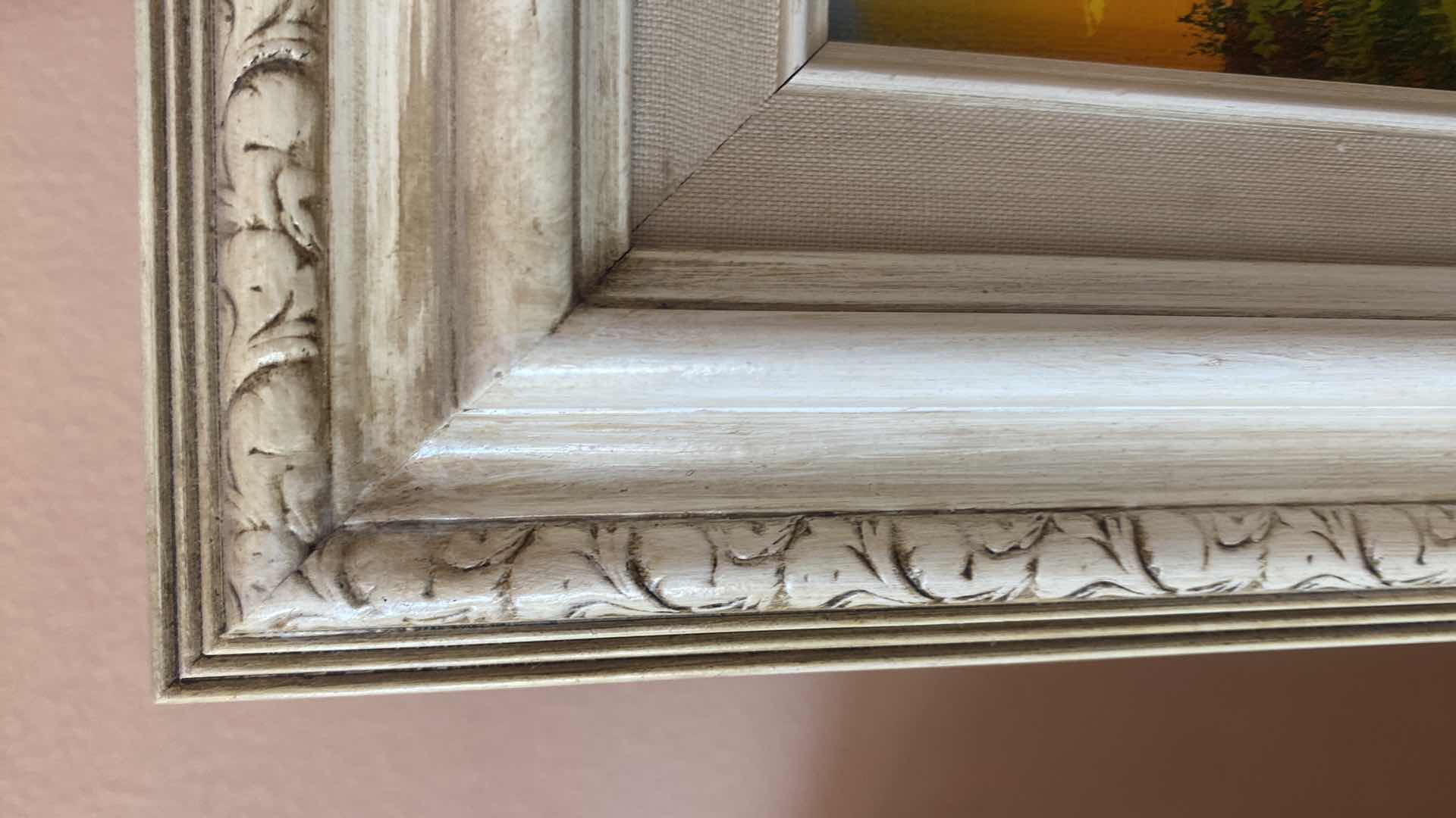 Photo 1 of 2 - WOOD FRAMED LANDSCAPE ON CANVAS SIGNED ARTWORK 16” X 14”