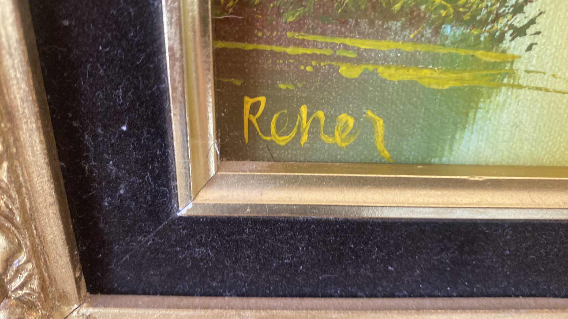 Photo 4 of 2 - WOOD FRAMED LANDSCAPE ON CANVAS SIGNED ARTWORK 15” X 13”