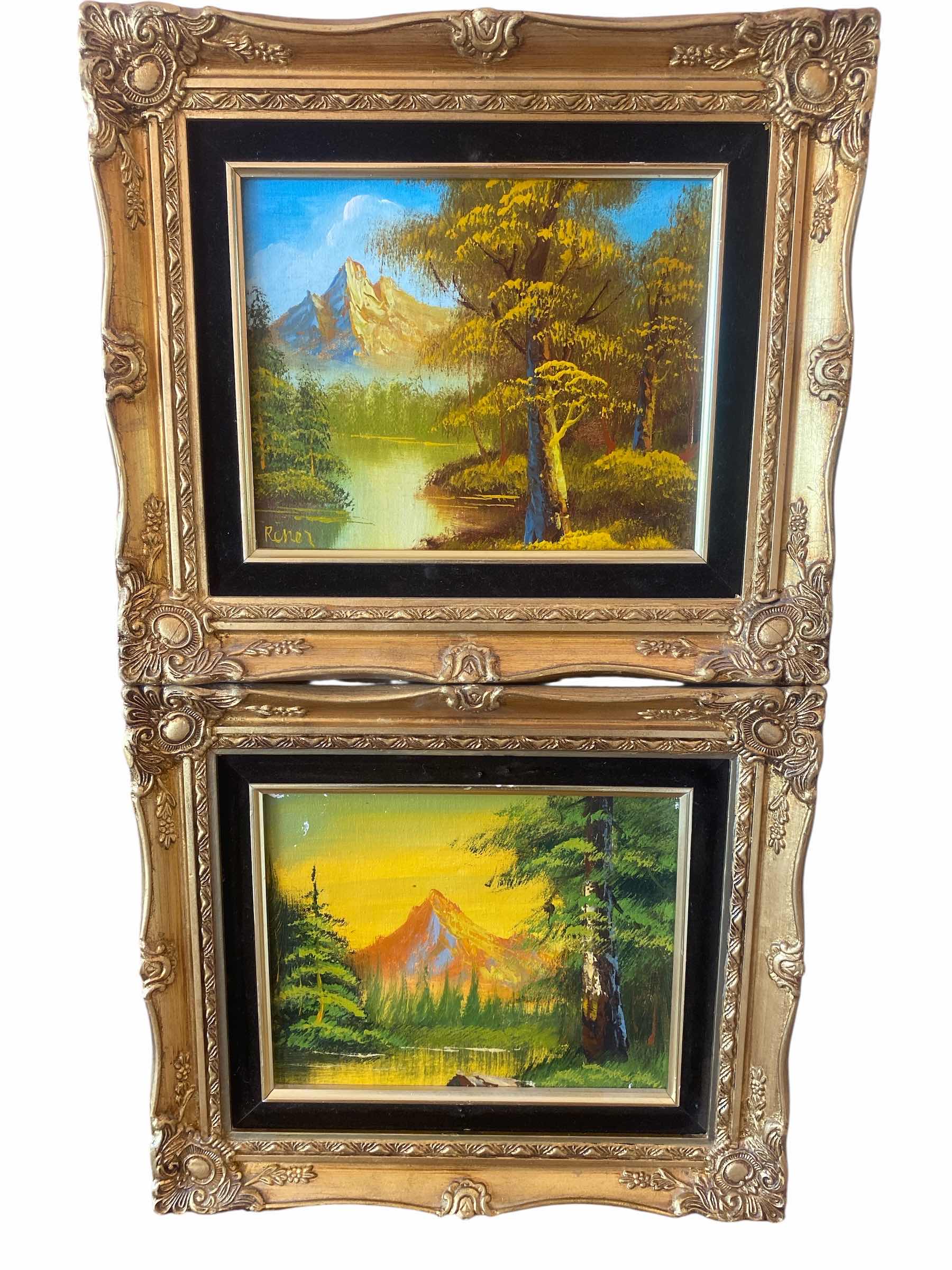 Photo 1 of 2 - WOOD FRAMED LANDSCAPE ON CANVAS SIGNED ARTWORK 15” X 13”