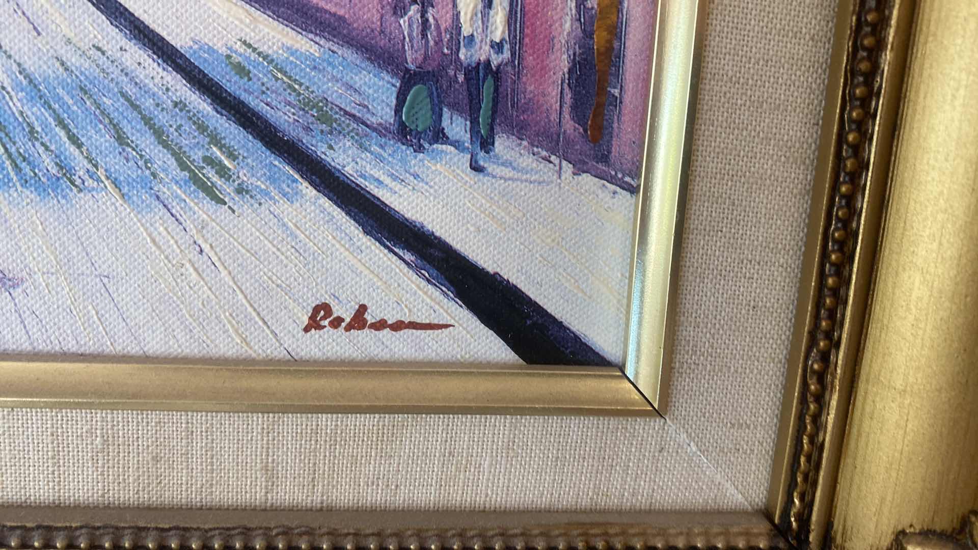 Photo 1 of 2 - WOOD FRAMED  THE TOUCH ON CANVAS SIGNED ARTWORK  15” X 13” & 1 LANDSCAPE SIGNED 14” x 12”