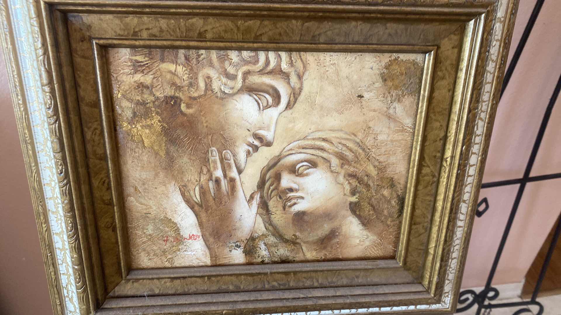 Photo 5 of 2 - WOOD FRAMED  THE TOUCH ON CANVAS SIGNED ARTWORK  15” X 13” & 1 LANDSCAPE SIGNED 14” x 12”