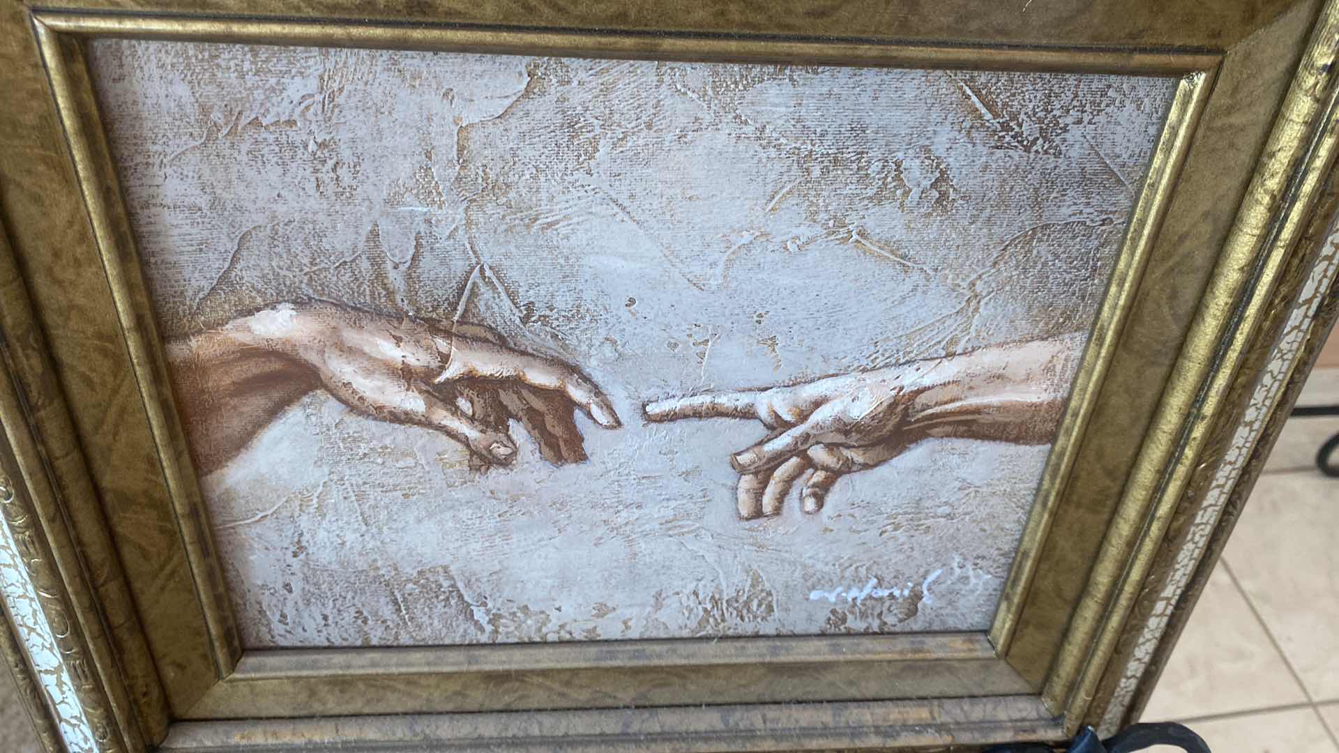 Photo 7 of 2 - WOOD FRAMED  THE TOUCH ON CANVAS SIGNED ARTWORK  15” X 13” & 1 LANDSCAPE SIGNED 14” x 12”