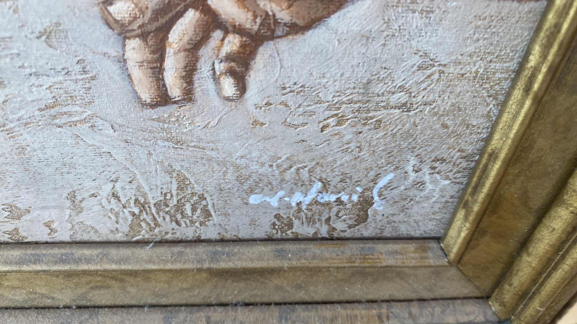 Photo 8 of 2 - WOOD FRAMED  THE TOUCH ON CANVAS SIGNED ARTWORK  15” X 13” & 1 LANDSCAPE SIGNED 14” x 12”