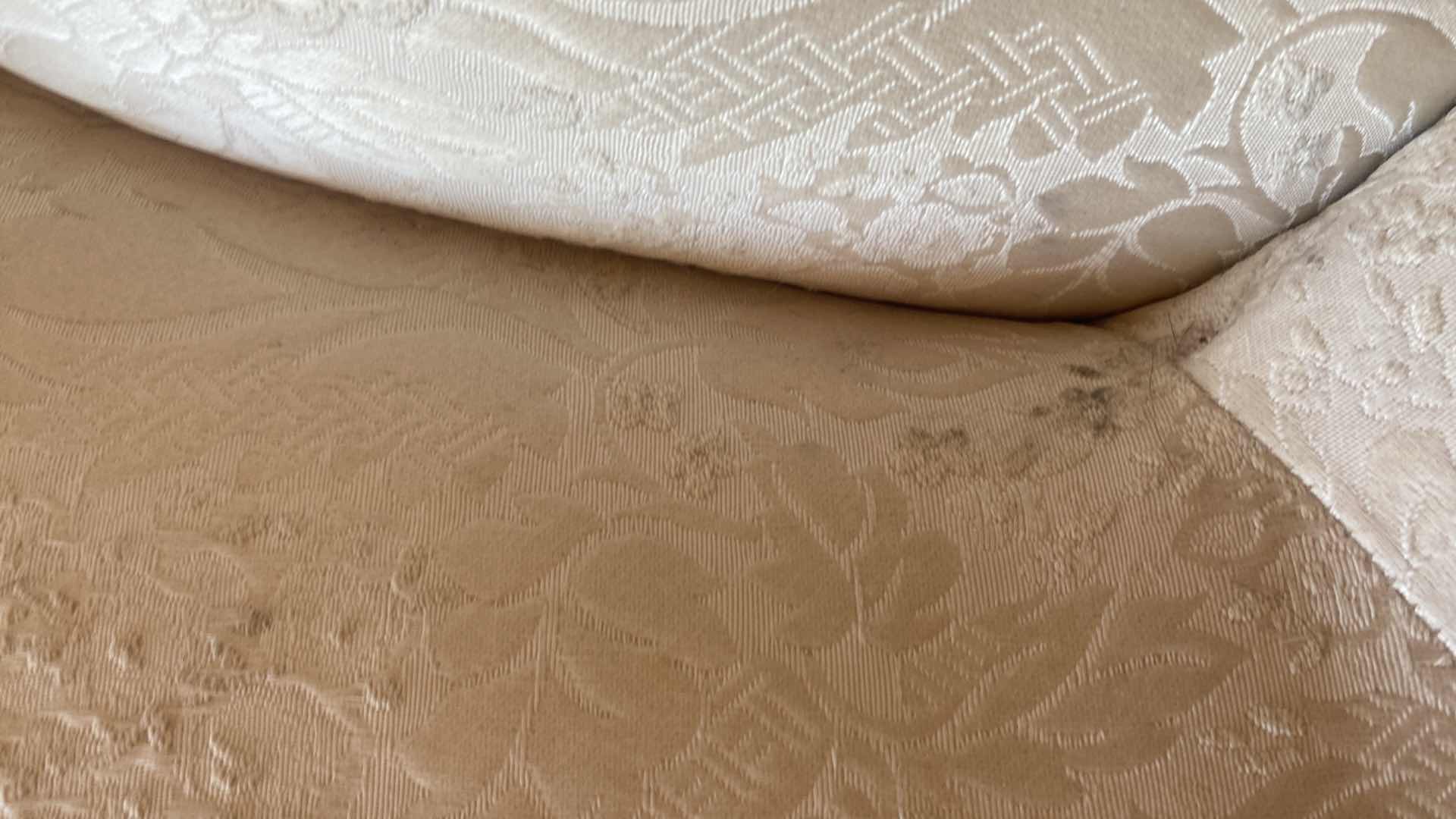 Photo 1 of 2 PIECE CREAM CURVED UPHOLSTERED SOFA WITH TOSS PILLOWS  (EACH MEASURES 85” x 27” H30 1/2”