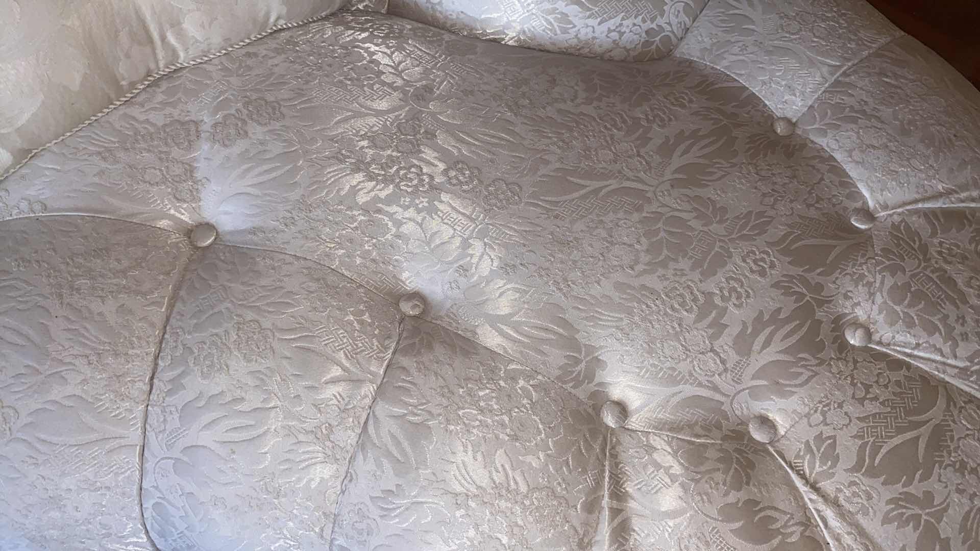 Photo 1 of 2 PIECE CREAM CURVED UPHOLSTERED SOFA WITH TOSS PILLOWS  (EACH MEASURES 85” x 27” H30 1/2”