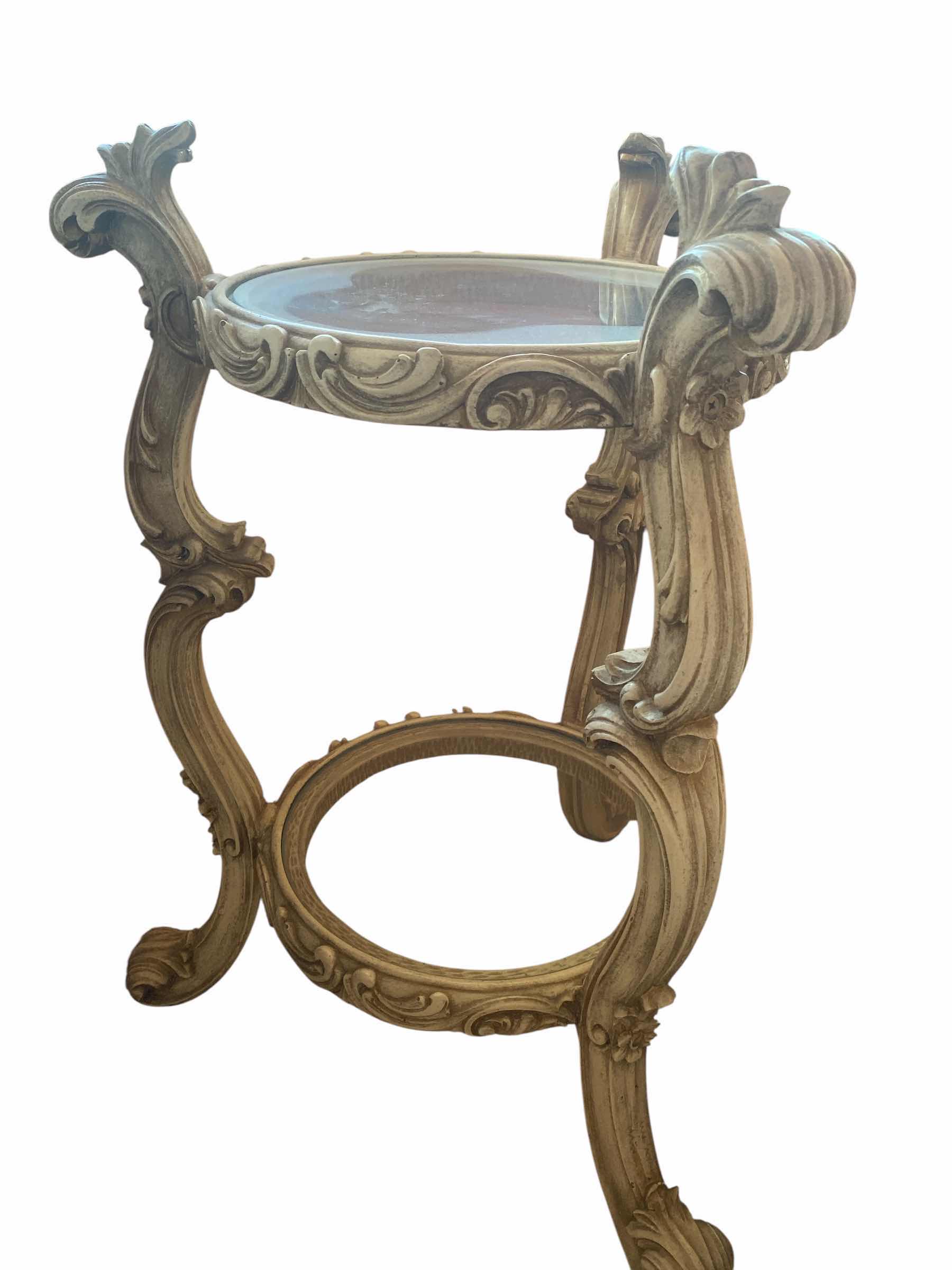 Photo 1 of 18” DIAMETER ORNATE 2 SHELF PLANT STAND  H28”