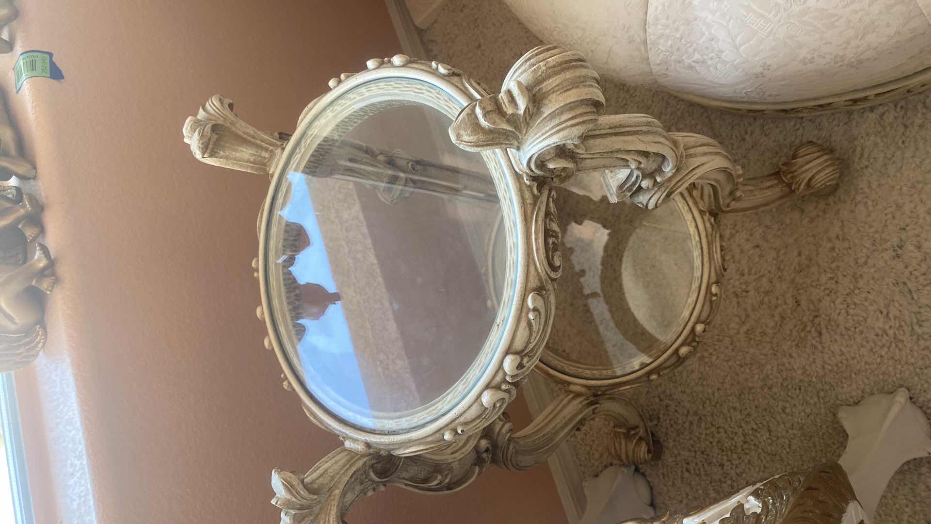 Photo 2 of 18” DIAMETER ORNATE 2 SHELF PLANT STAND  H28”