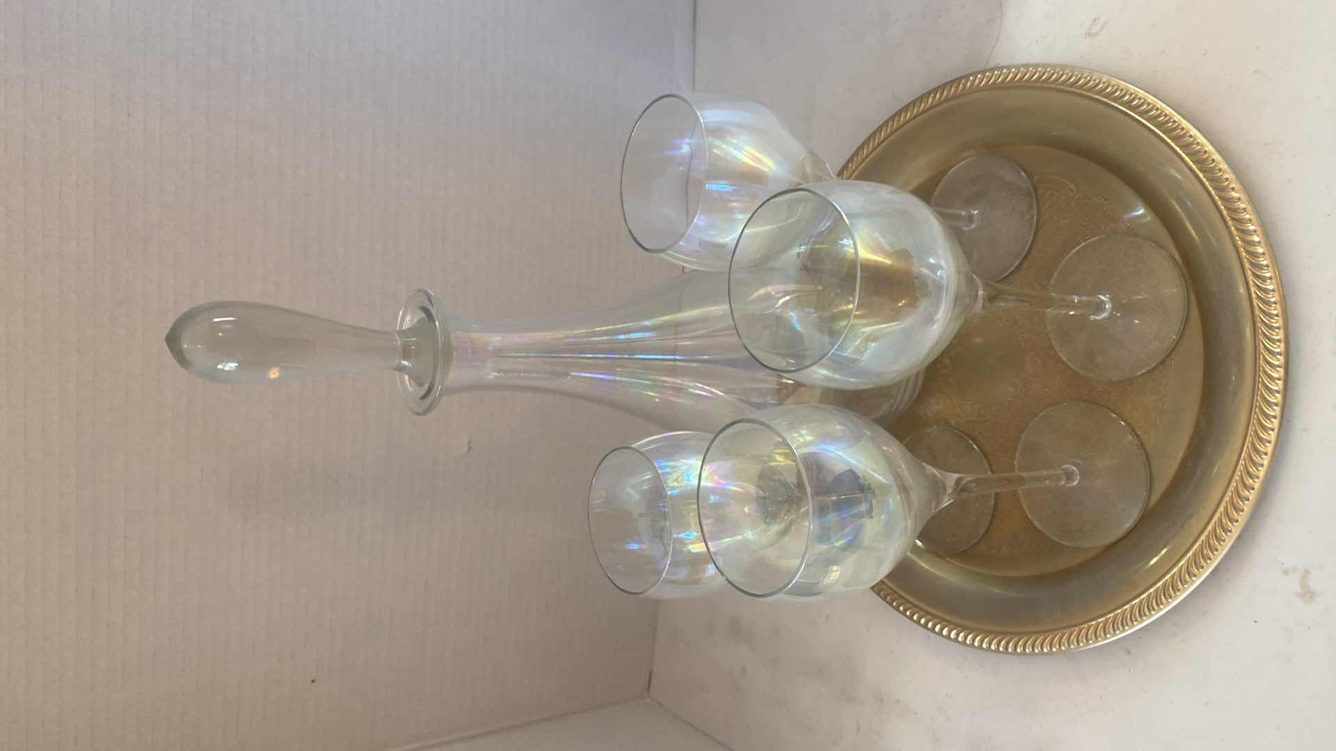 Photo 1 of 4 GLASSES WITH DECANTER ON TRAY