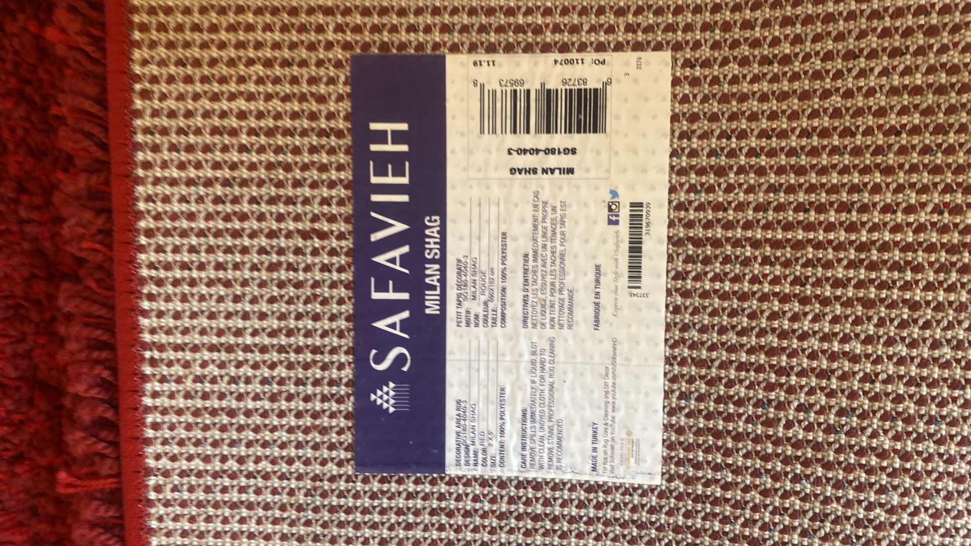 Photo 1 of 2 - SAFAVIEH RED MILAN SHAG AREA RUGS 3’ x 5’