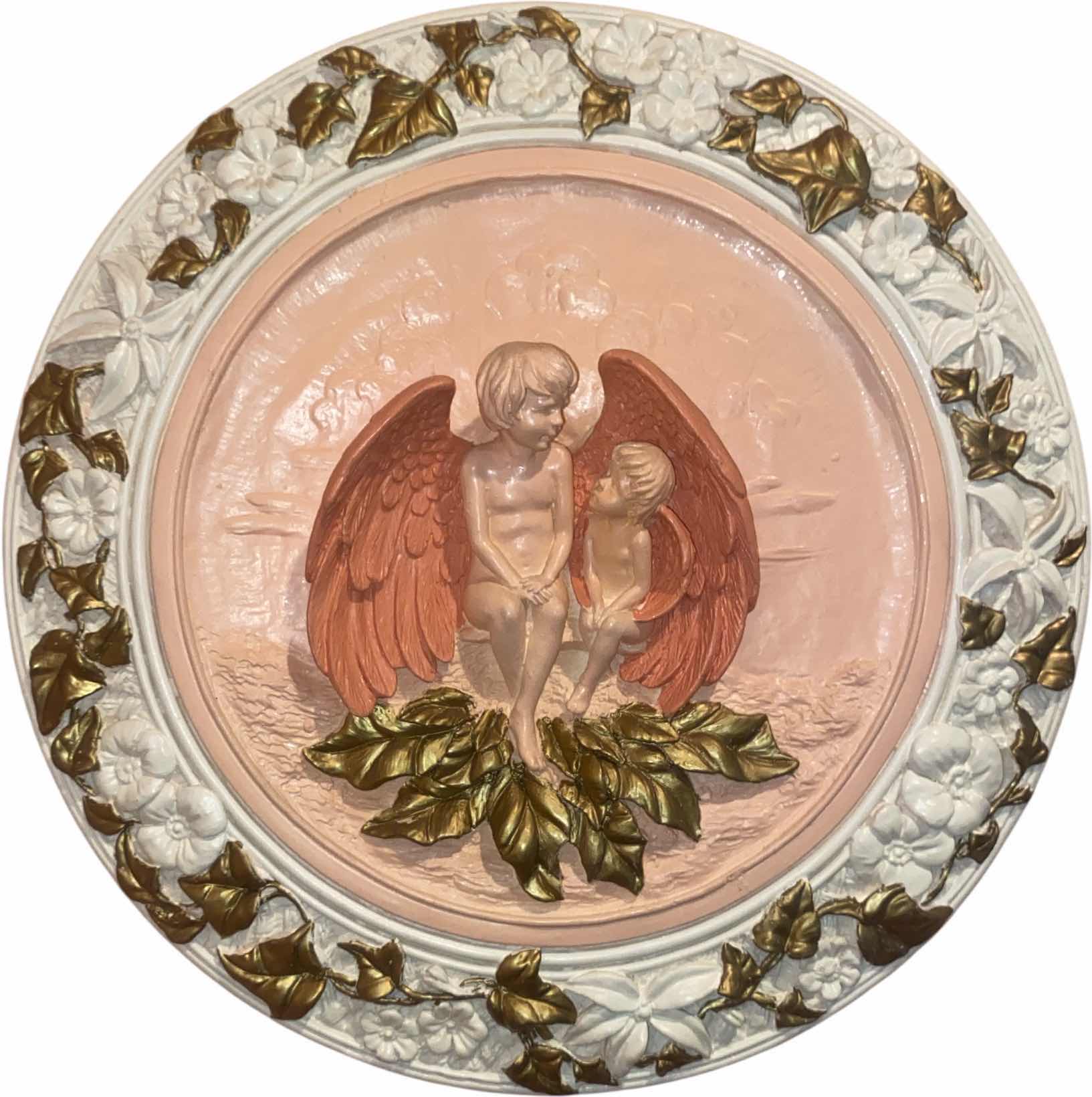 Photo 1 of 16 1/2” PLASTER CHERUB WALL PLAQUE
