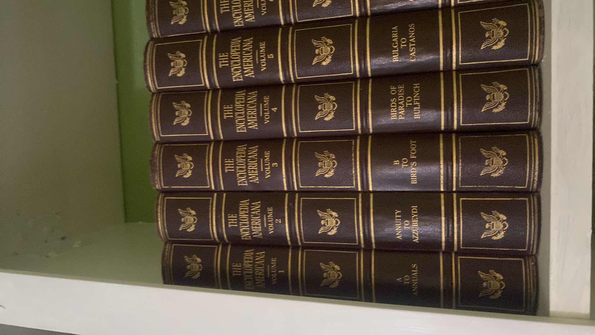 Photo 1 of 2 SHELF OF BOOKS - AMERICANA ENCYCLOPEDIAS