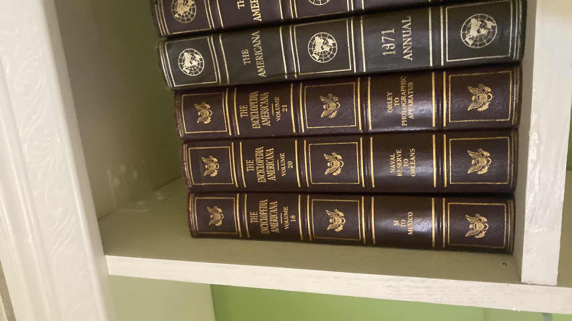 Photo 1 of 2 SHELF OF BOOKS - AMERICANA ENCYCLOPEDIAS