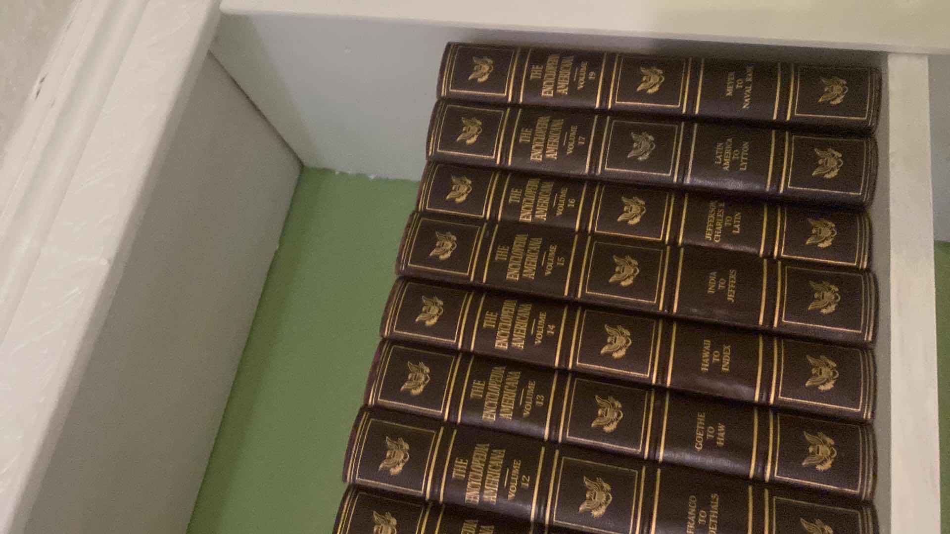 Photo 1 of 2 SHELF OF BOOKS - AMERICANA ENCYCLOPEDIAS