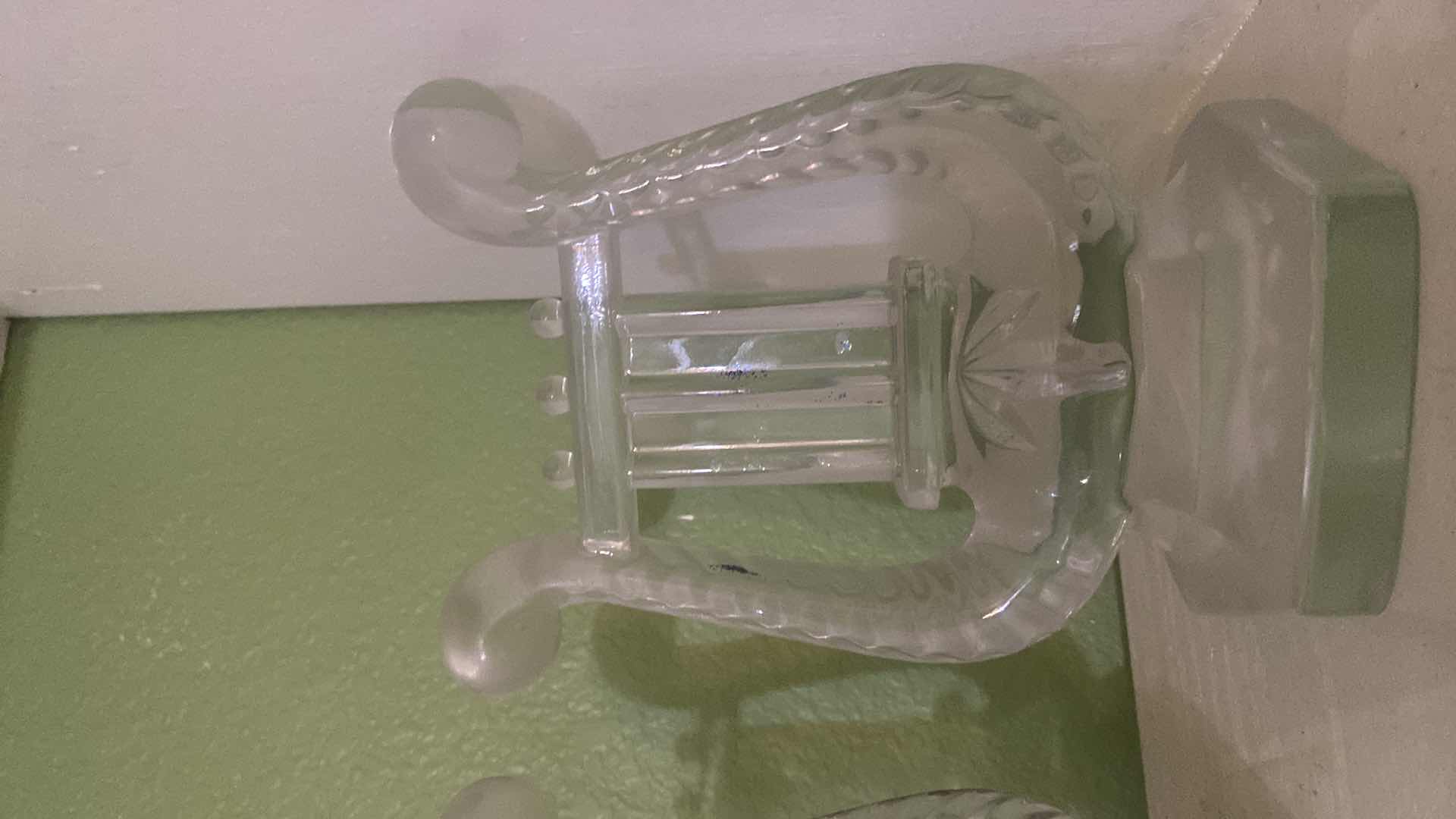 Photo 1 of 2 - SHANNON CRYSTAL HARP BOOK ENDS H7 1/2”