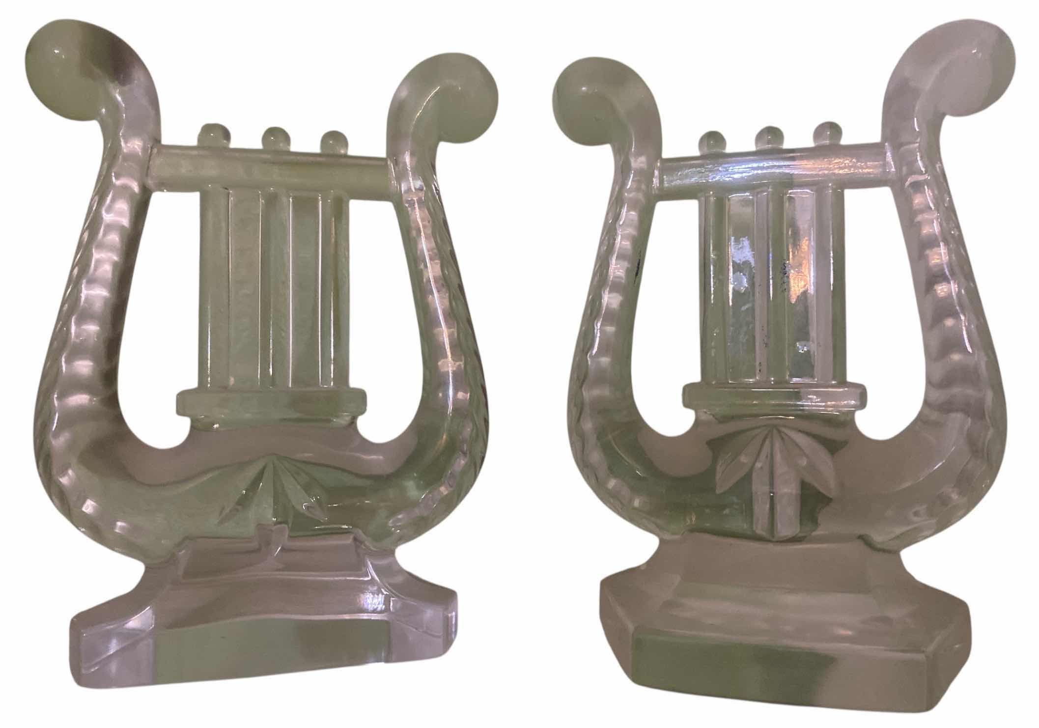 Photo 1 of 2 - SHANNON CRYSTAL HARP BOOK ENDS H7 1/2”