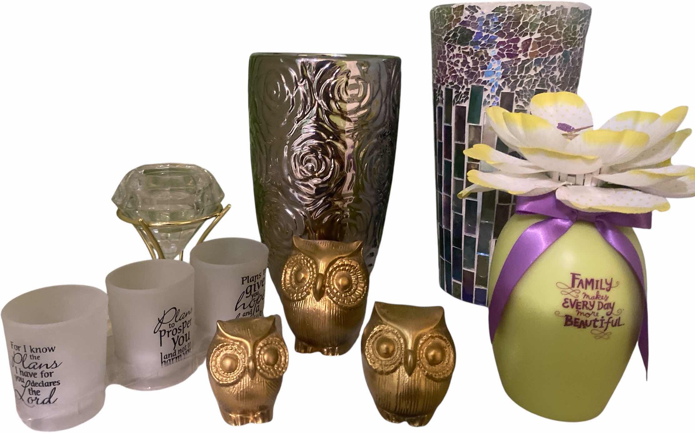 Photo 1 of 10 - HOME DECOR - OWLS VOTIVE HOLDER VASES H10”