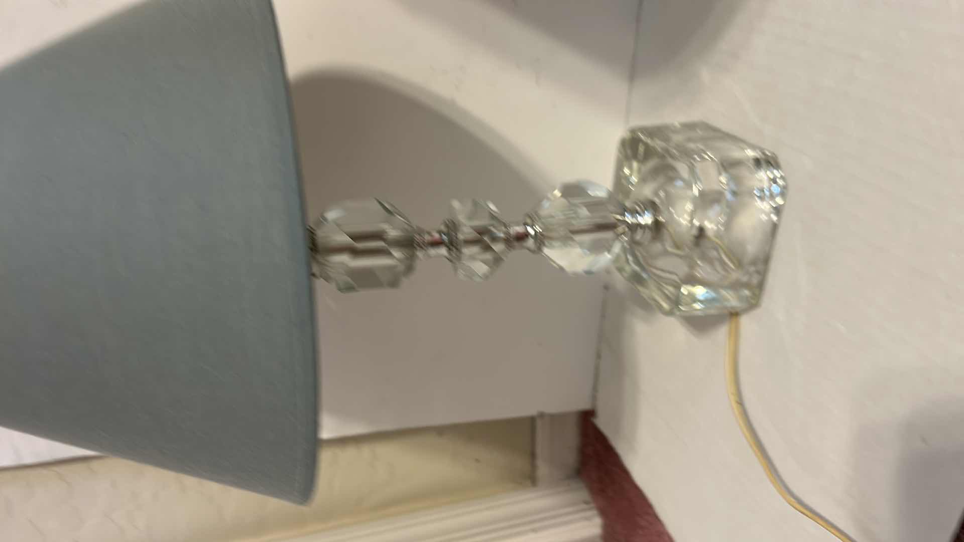 Photo 1 of 2 TABLE LAMPS - ACRYLIC BASE WITU BLUE SHADES H17”