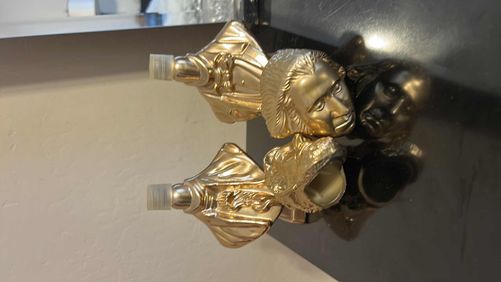 Photo 3 of 2 GOLD TONE AVON PRESIDENT BUST STATUES COLOGNE BOTTLES H7.25”