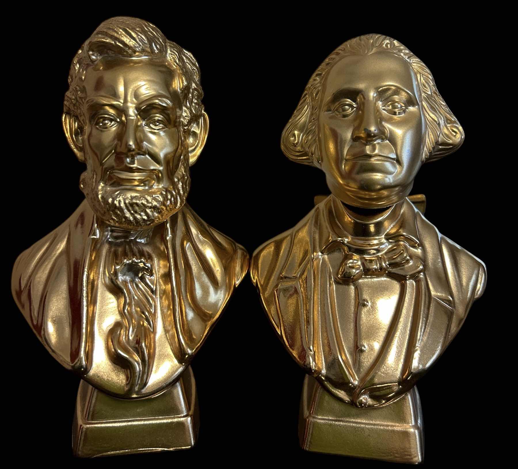 Photo 1 of 2 GOLD TONE AVON PRESIDENT BUST STATUES COLOGNE BOTTLES H7.25”