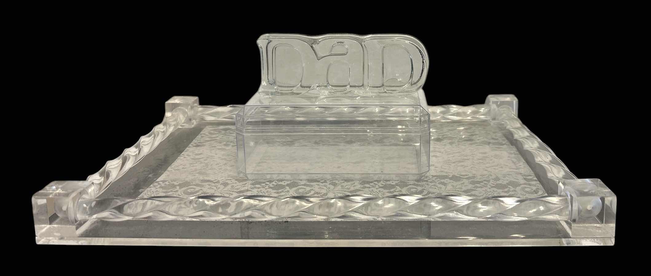 Photo 1 of ACRYLIC TRAY 17” x 12 1/4”, BOX AND GLASS DAD DECOR