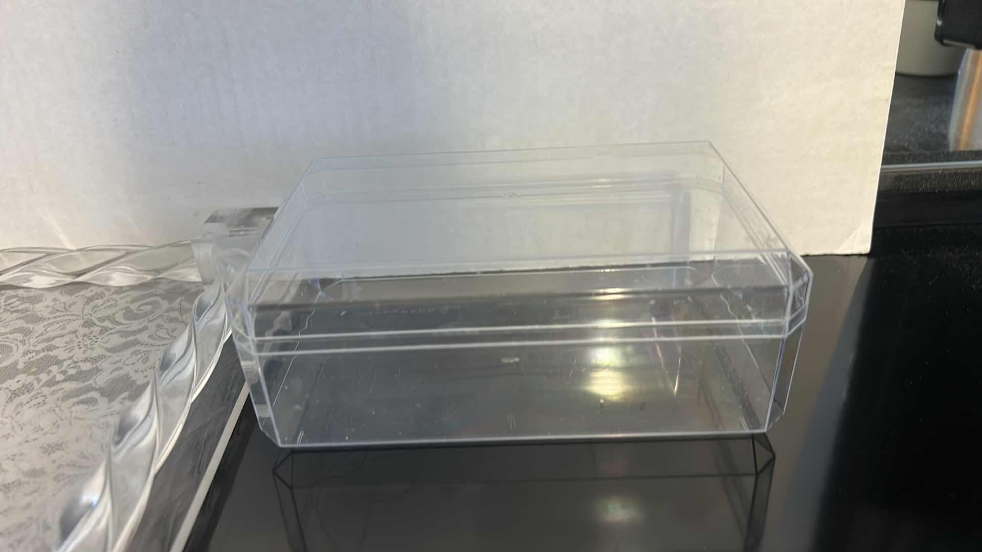 Photo 1 of ACRYLIC TRAY 17” x 12 1/4”, BOX AND GLASS DAD DECOR