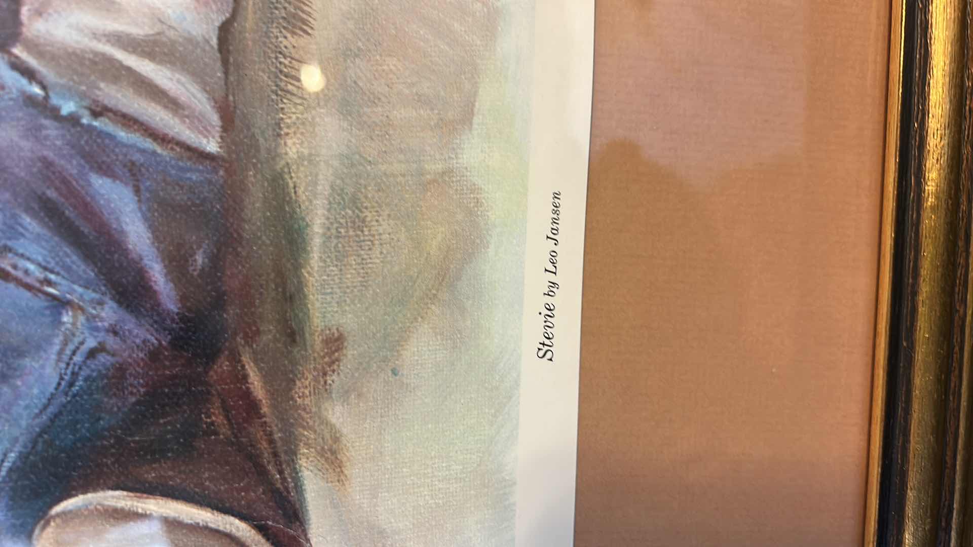 Photo 1 of GOLD WOOD FRAMED, BOY READING TO DOG, PRINT ARTWORK 24“ x H30“