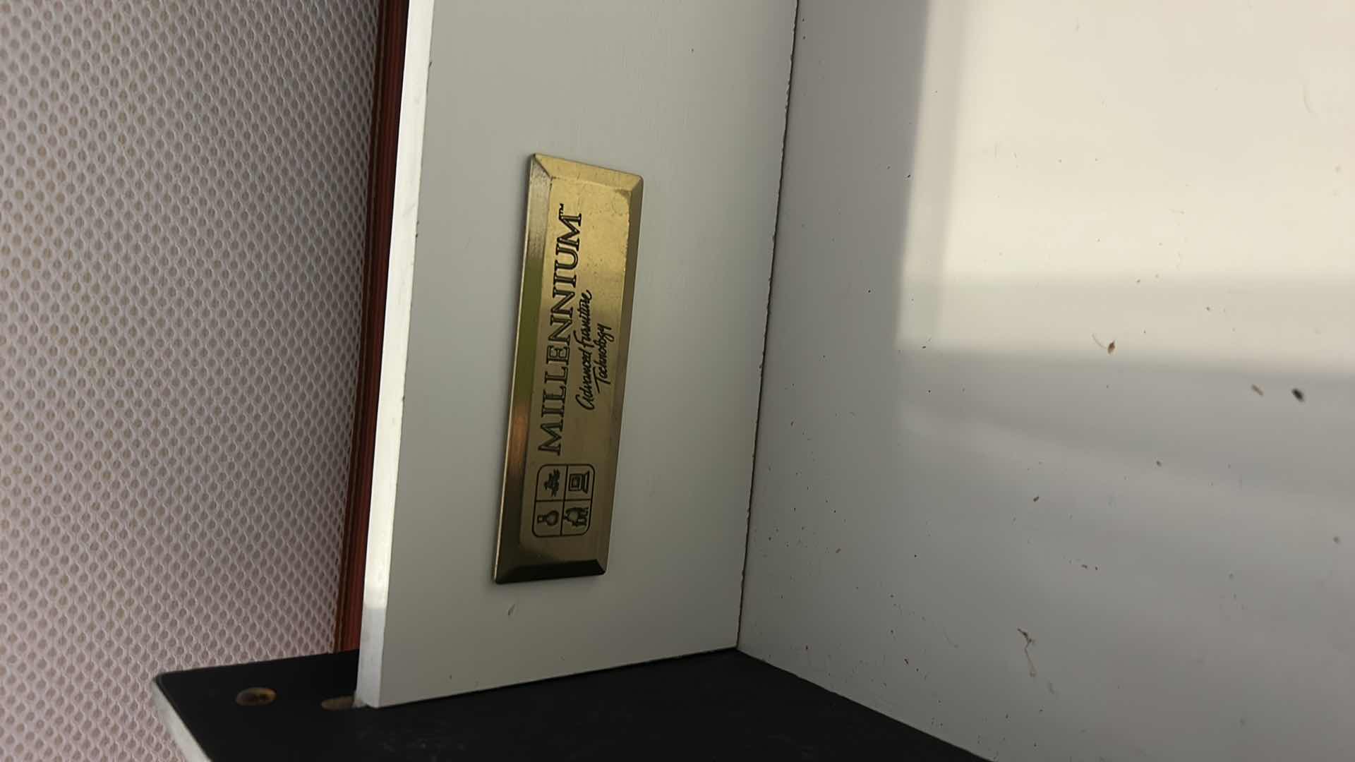 Photo 1 of 2 MILLENNIUM ART DECO WOOD WITH HIGH GLOSS FINISH NIGHTSTANDS  24“ x 17“ x H30 1/2“WITH ATTACHED HEADBOARD 9’