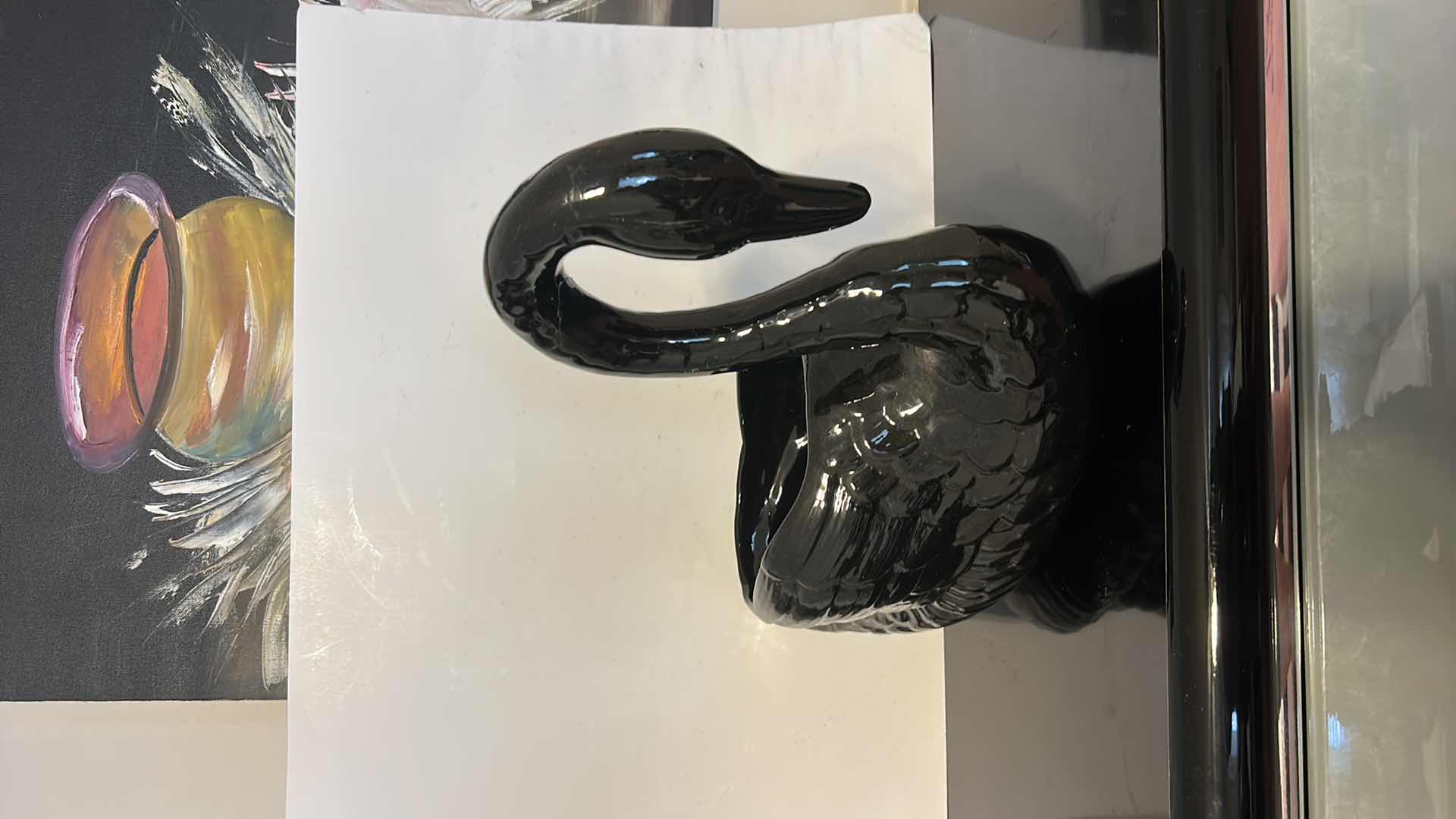 Photo 1 of BLACK CERAMIC SWAN PLANTER 23” x H14”