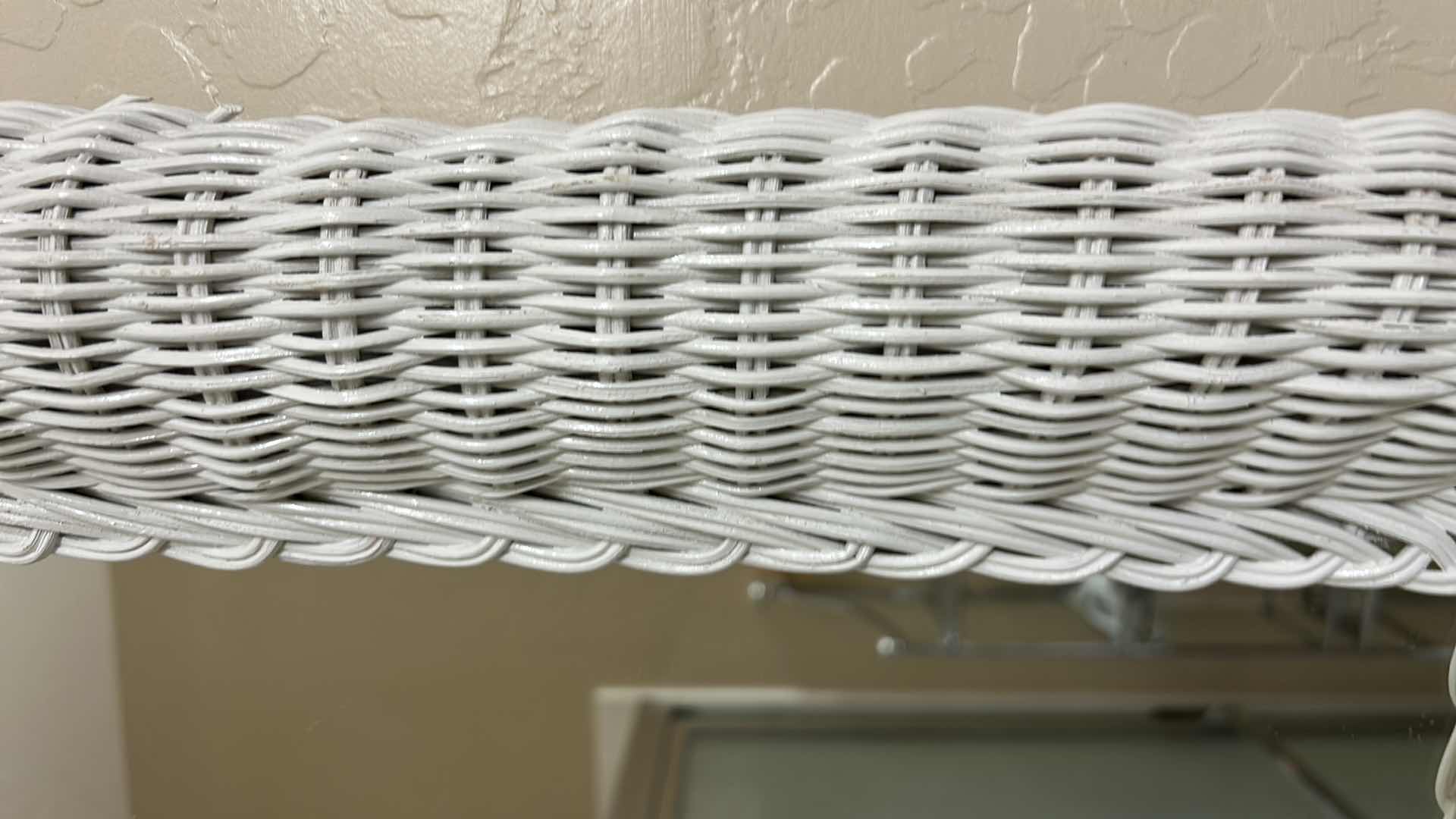 Photo 1 of WHITE PAINTER WICKER FRAMED MIRROR  18” x 21”