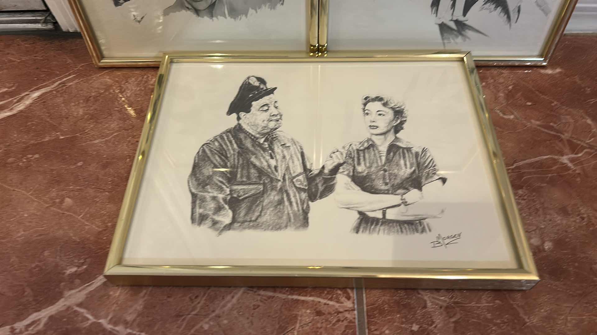 Photo 1 of 3 - GOLD FRAMED BLACK AND WHITE VINTAGE ARTWORK 9 1/2” x 12 1/2”