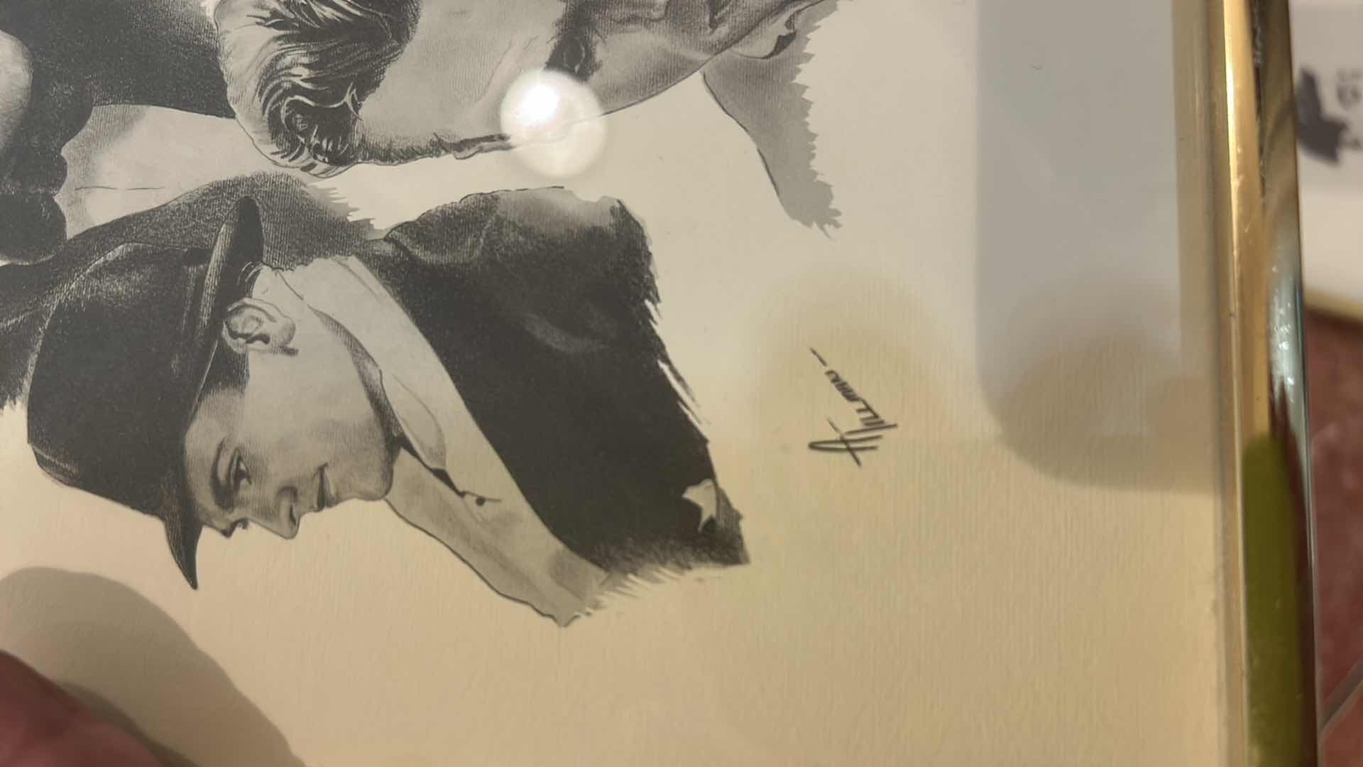 Photo 1 of 3 - GOLD FRAMED BLACK AND WHITE VINTAGE ARTWORK 9 1/2” x 12 1/2”