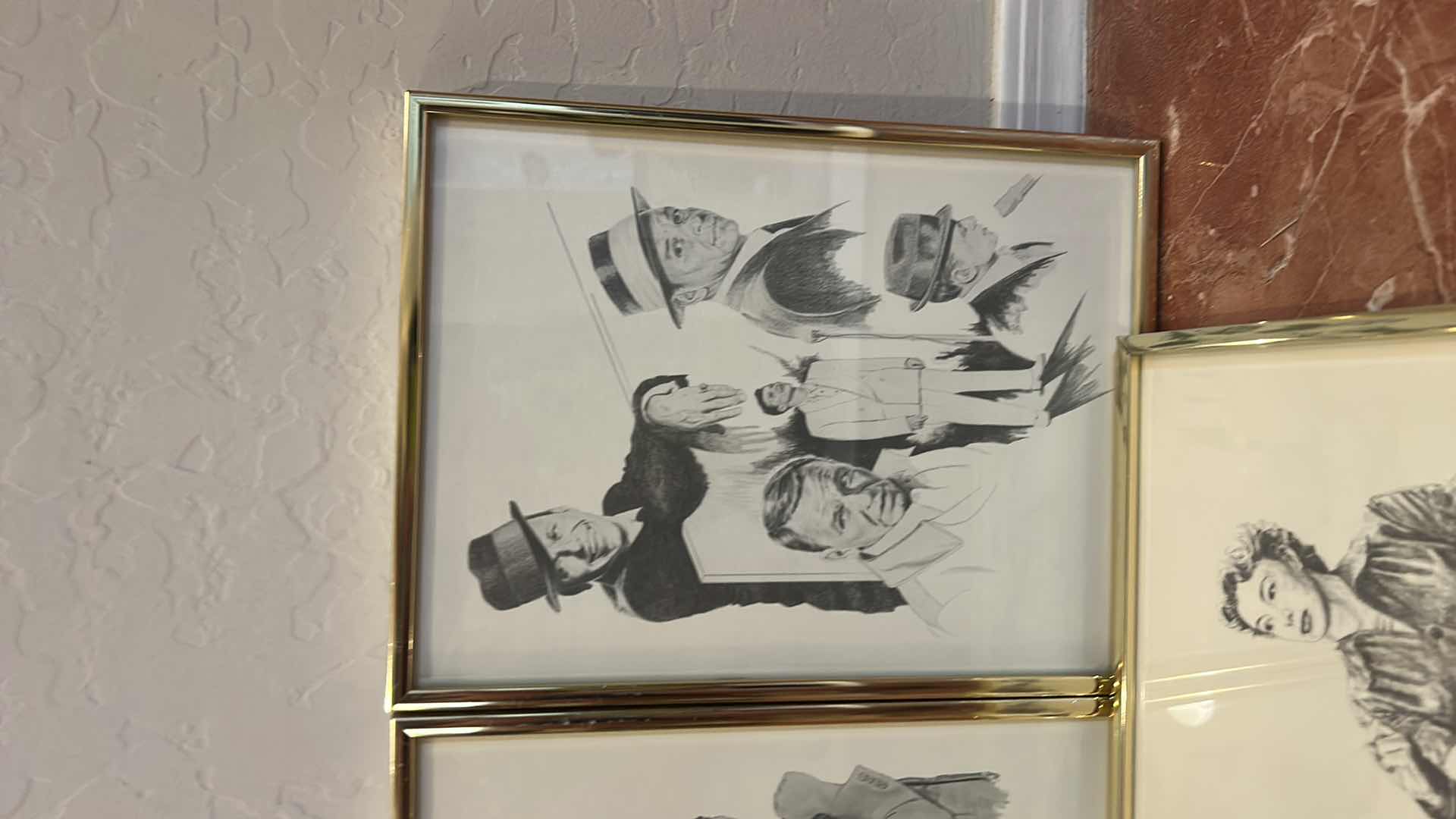 Photo 1 of 3 - GOLD FRAMED BLACK AND WHITE VINTAGE ARTWORK 9 1/2” x 12 1/2”