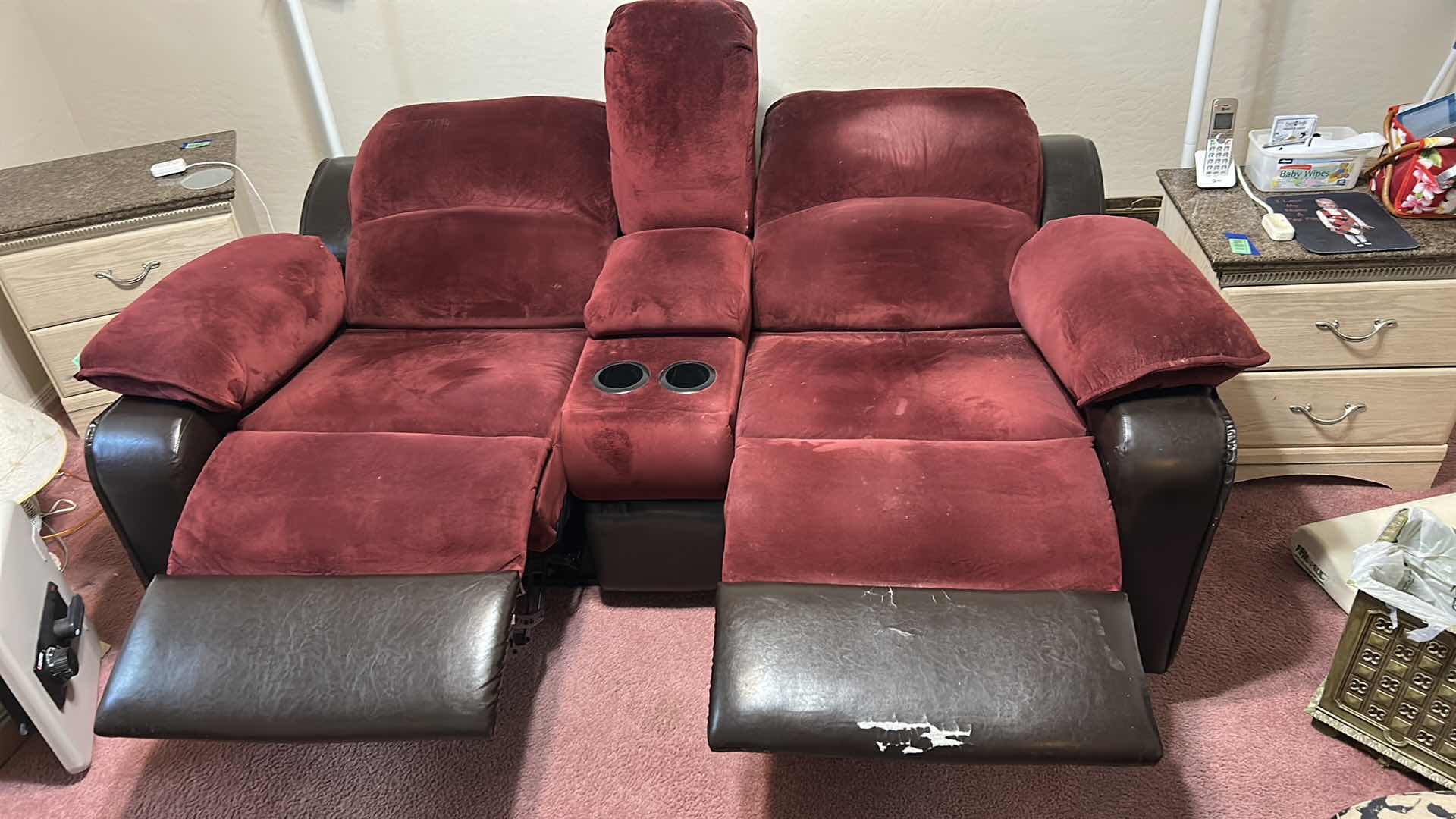 Photo 1 of 6.5’ ELECTRIC RECLINE SOFA WITH CENTER CONSOLE AND CUP HOLDERS